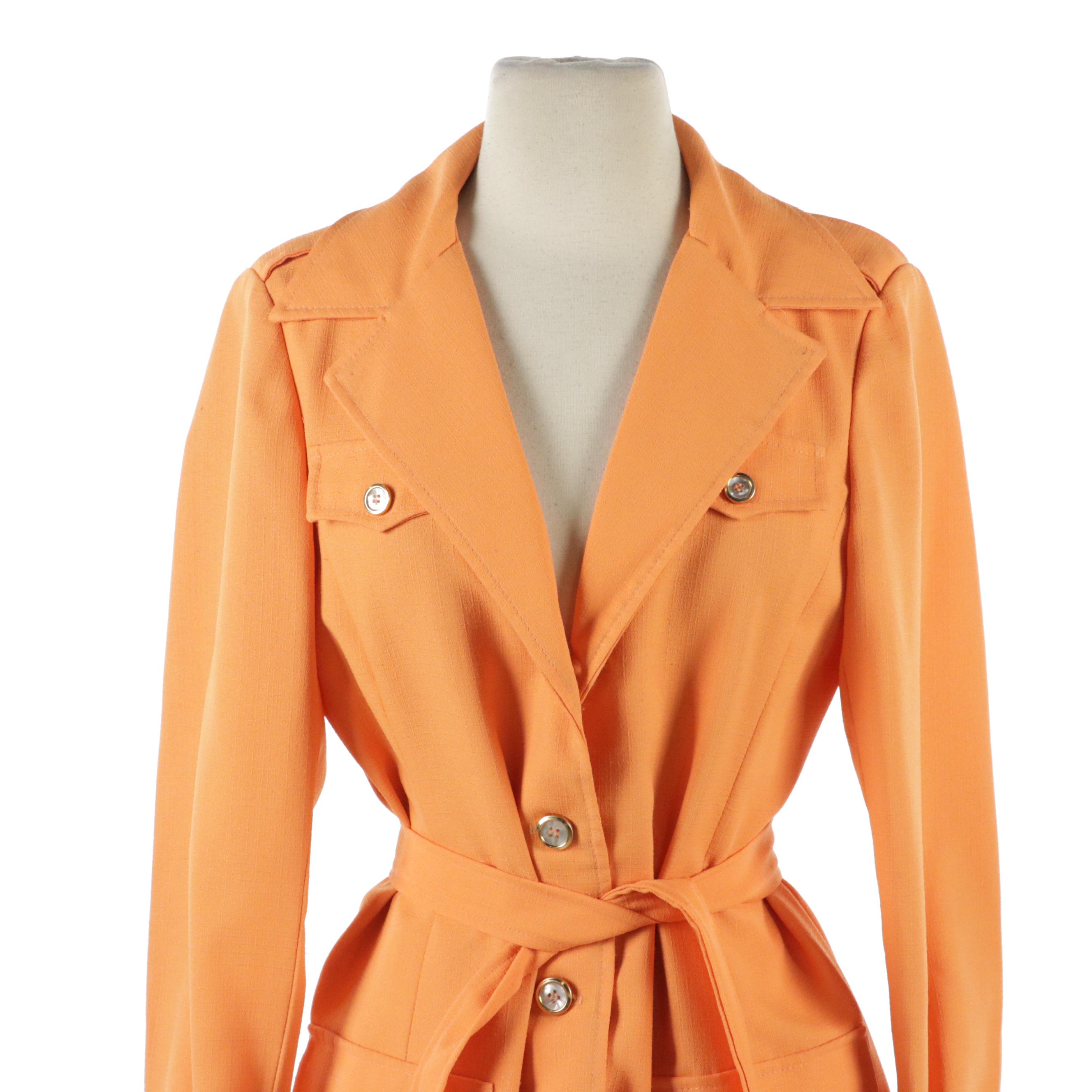 Vintage Fashionaire Orange and Yellow Pantsuits with Belts
