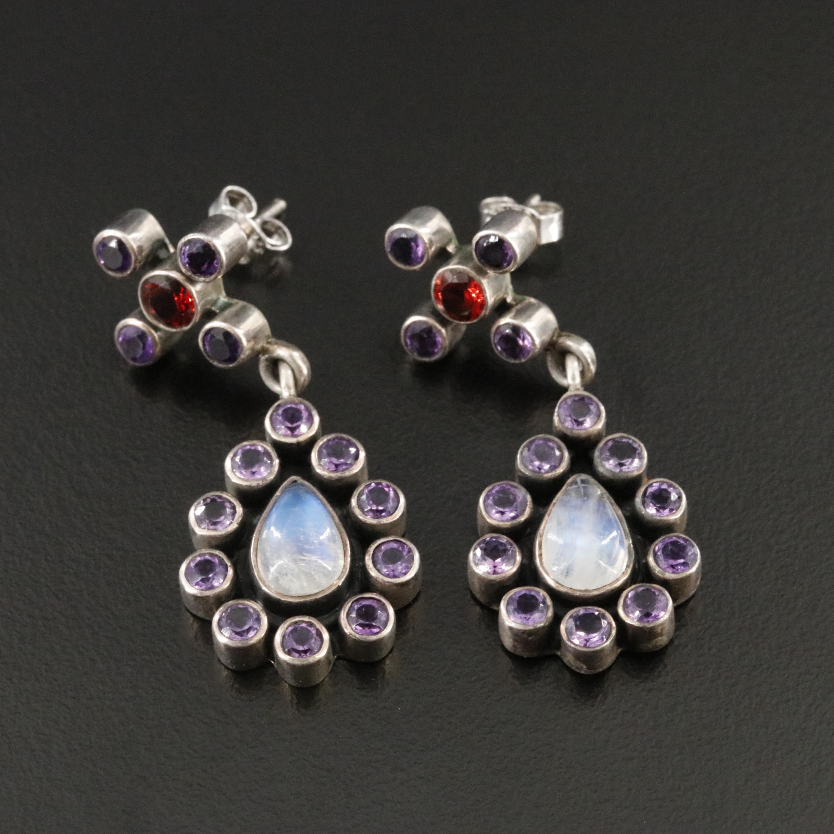 Nicky Butler Sterling Rainbow Moonstone Earrings with Bat-Ami Sterling Brooch