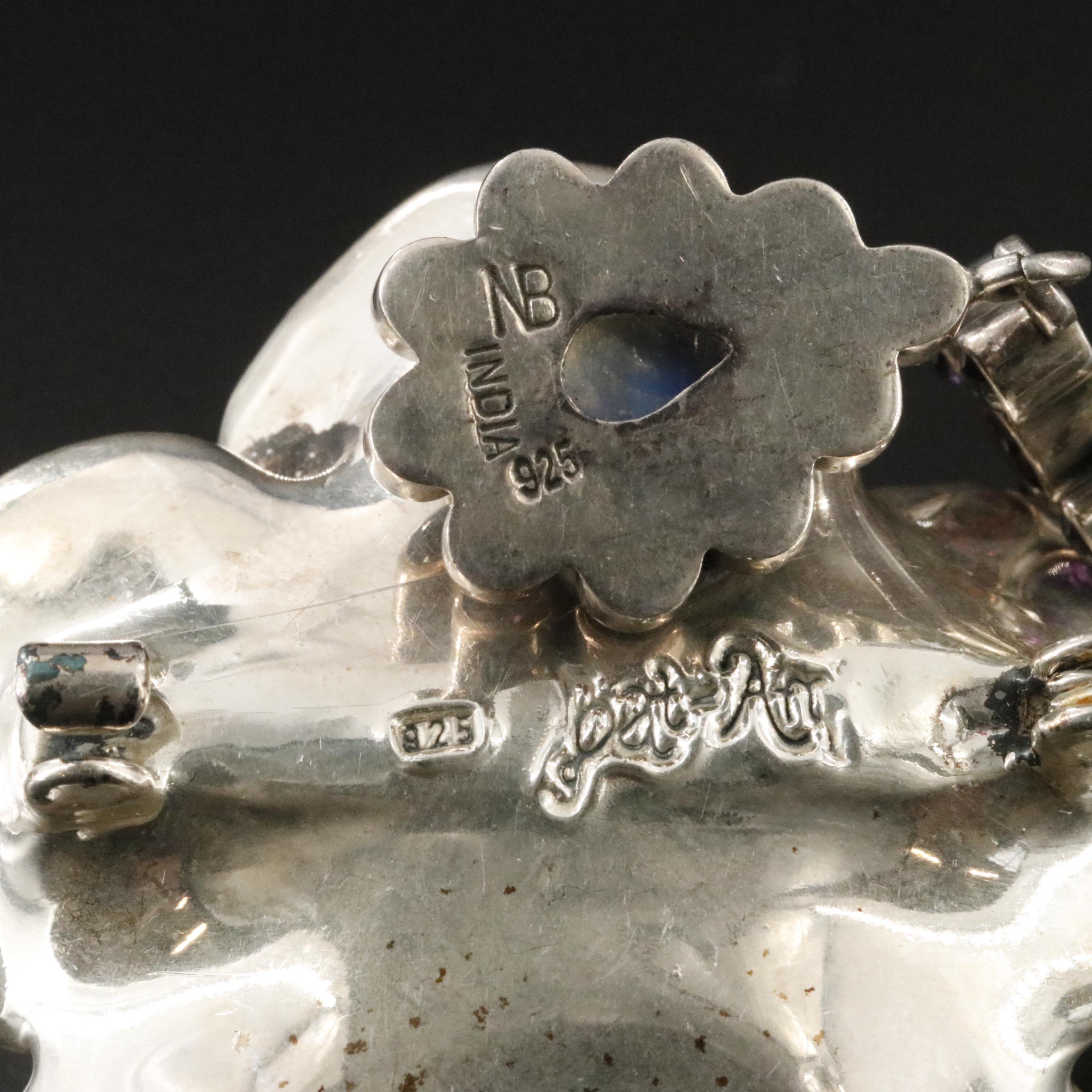 Nicky Butler Sterling Rainbow Moonstone Earrings with Bat-Ami Sterling Brooch