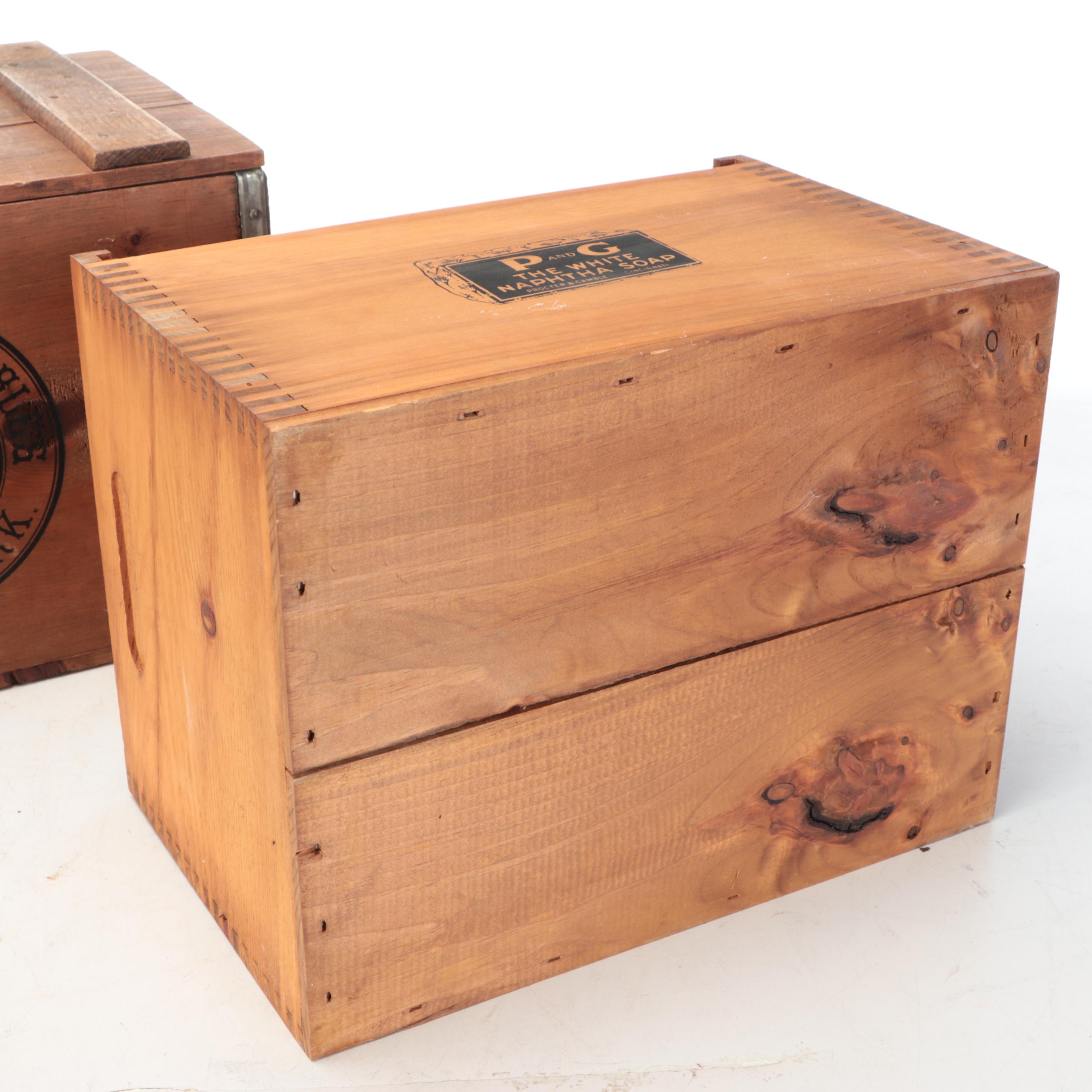 Procter & Gamble Ivory and Naphtha Soap Replica Wooden Boxes