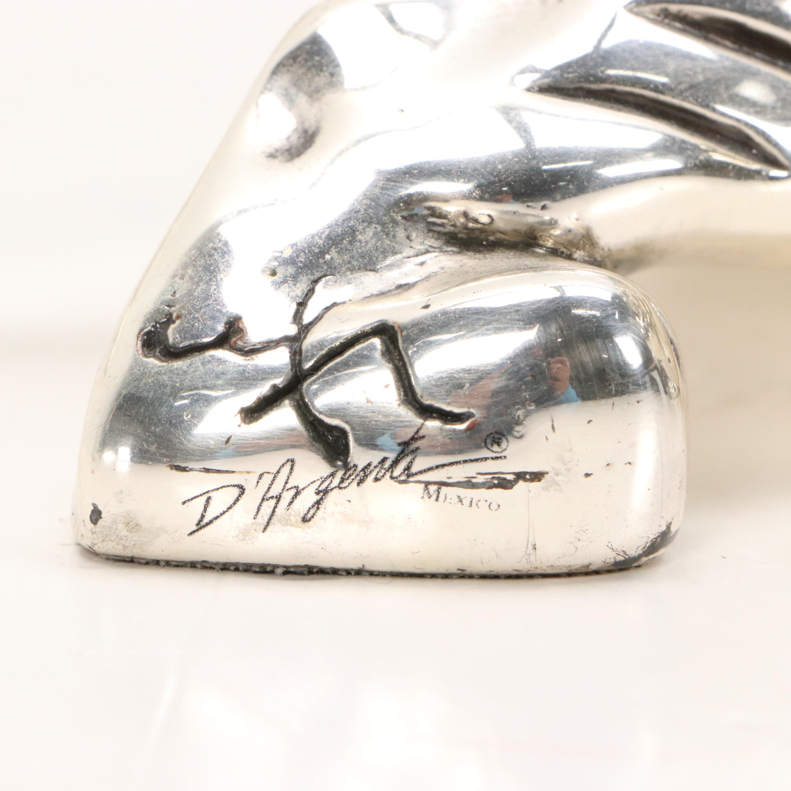 D'Argenta Silver Plated Resin Sculptures of Lion and Tiger Cubs