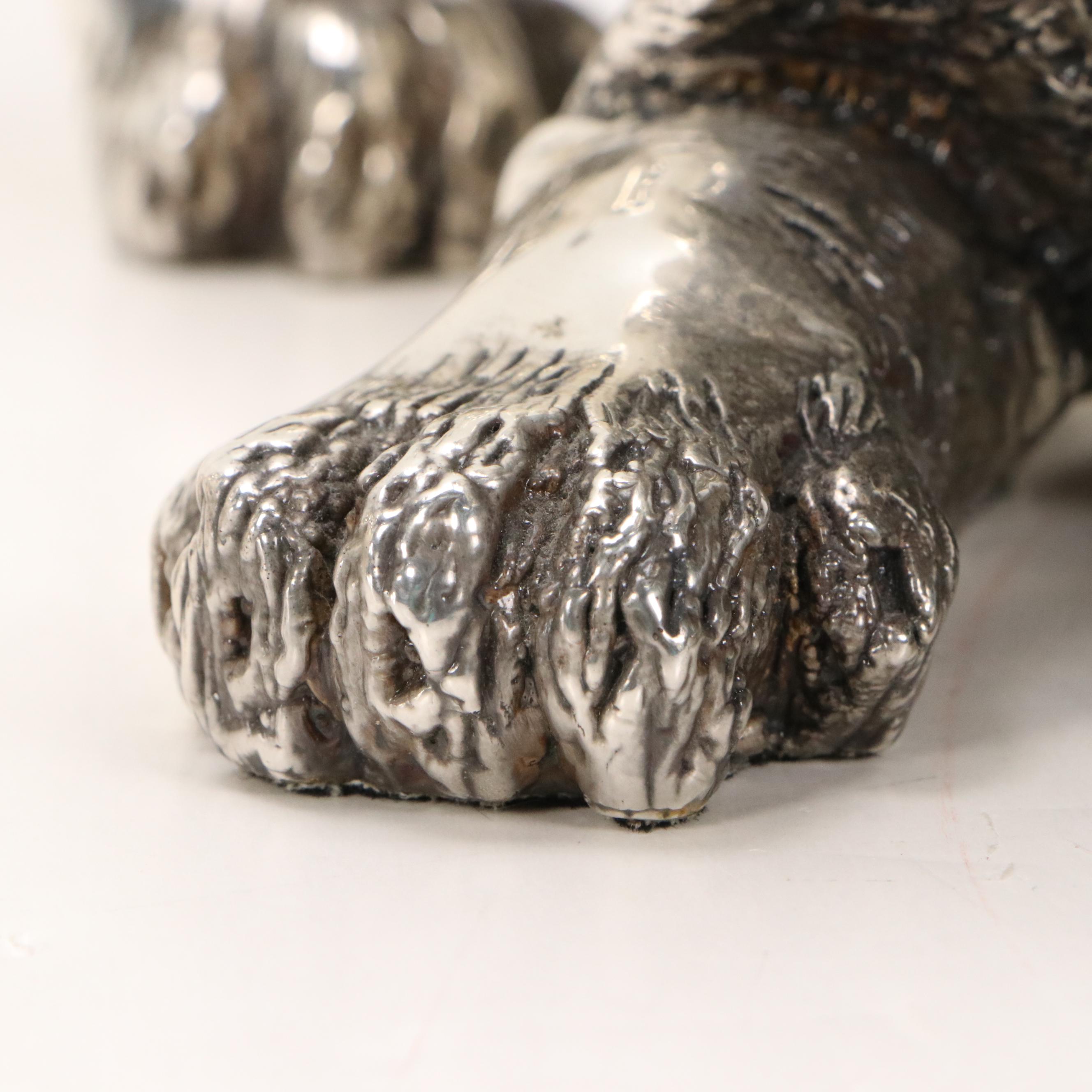 D'Argenta Silver Plated Resin Sculptures of Lion and Tiger Cubs