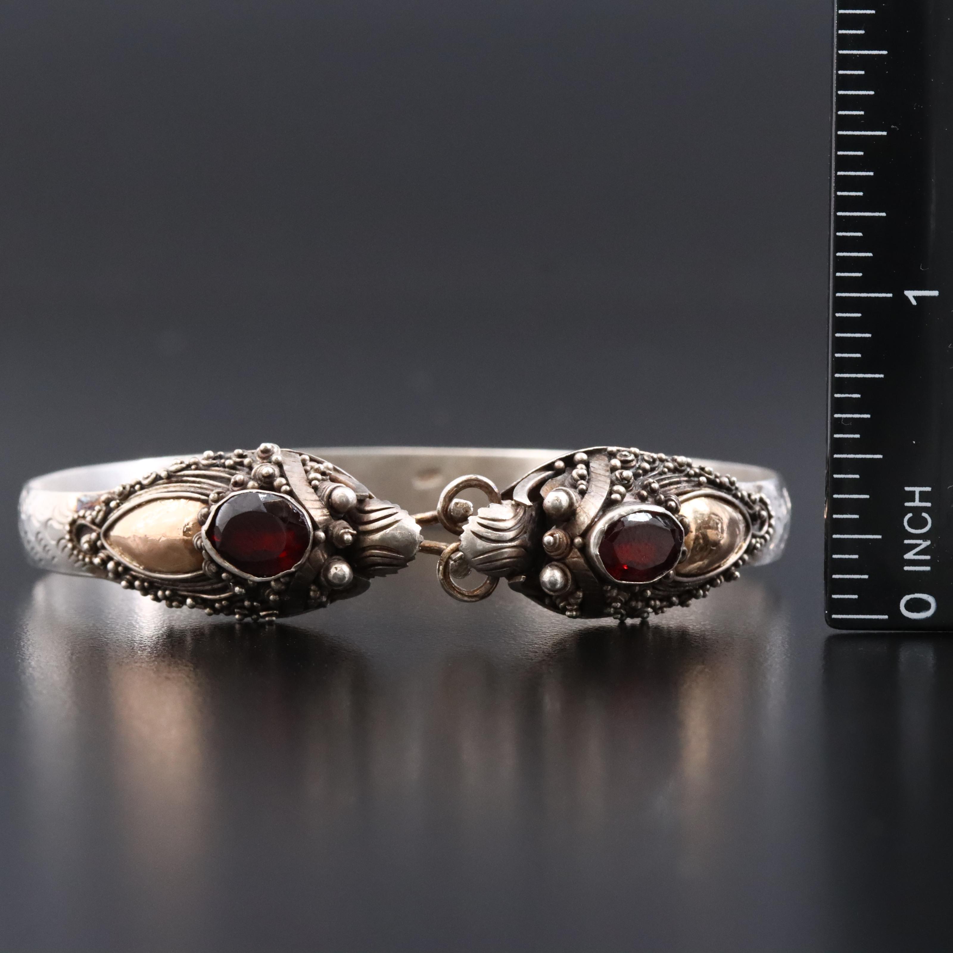 Vintage Sterling Bracelets Featuring Garnets and Jasper