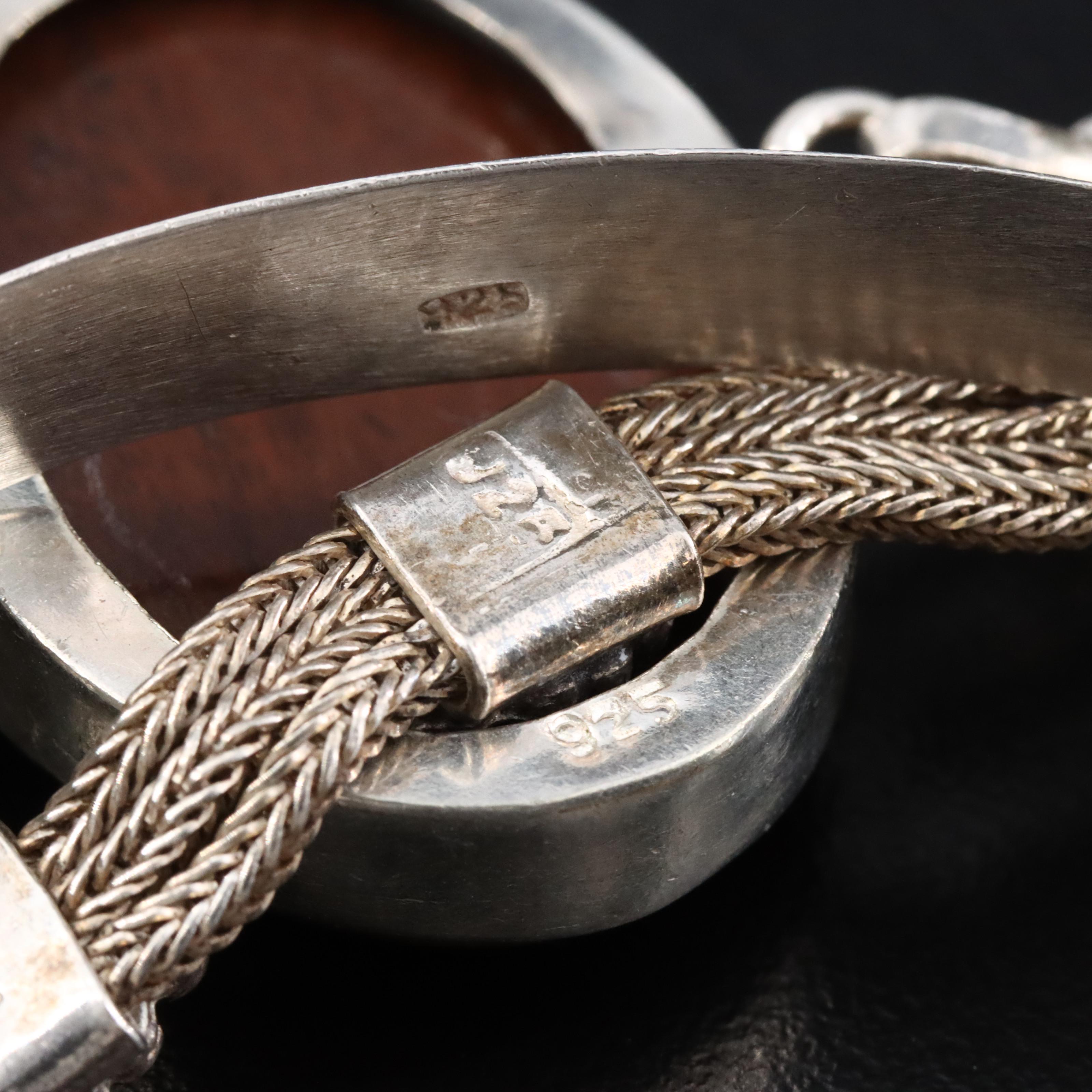 Vintage Sterling Bracelets Featuring Garnets and Jasper