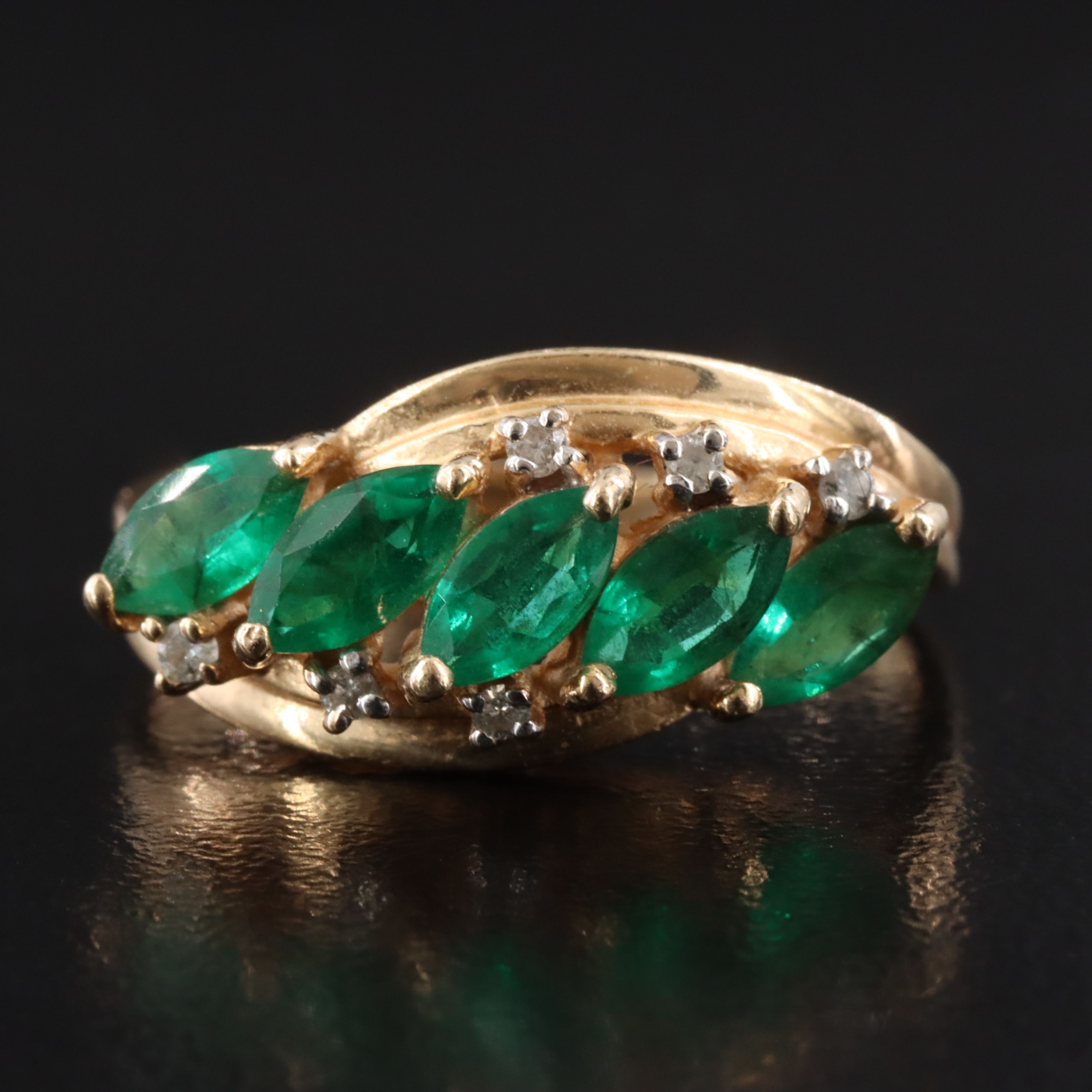 14K Emerald and Diamond Ring