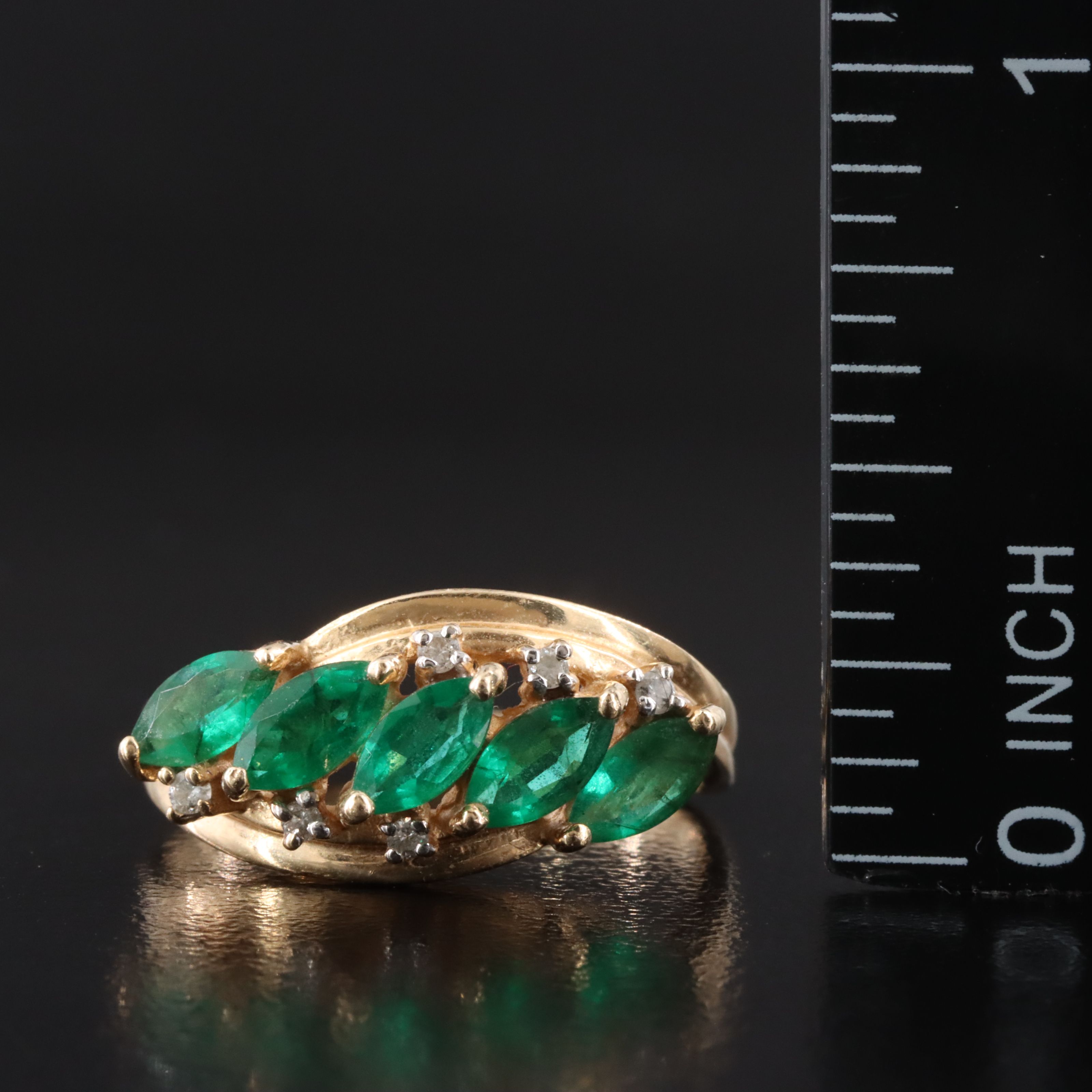 14K Emerald and Diamond Ring