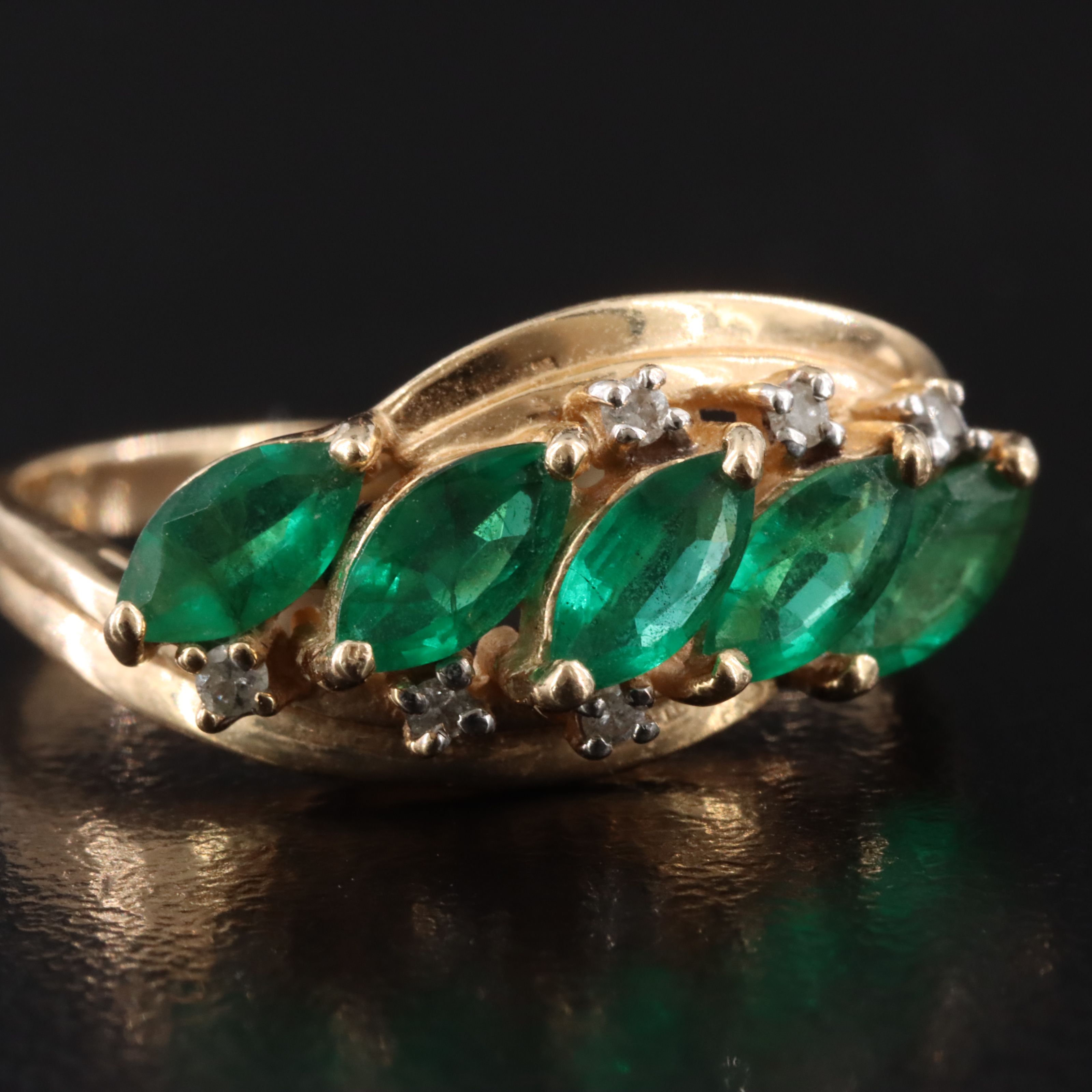 14K Emerald and Diamond Ring