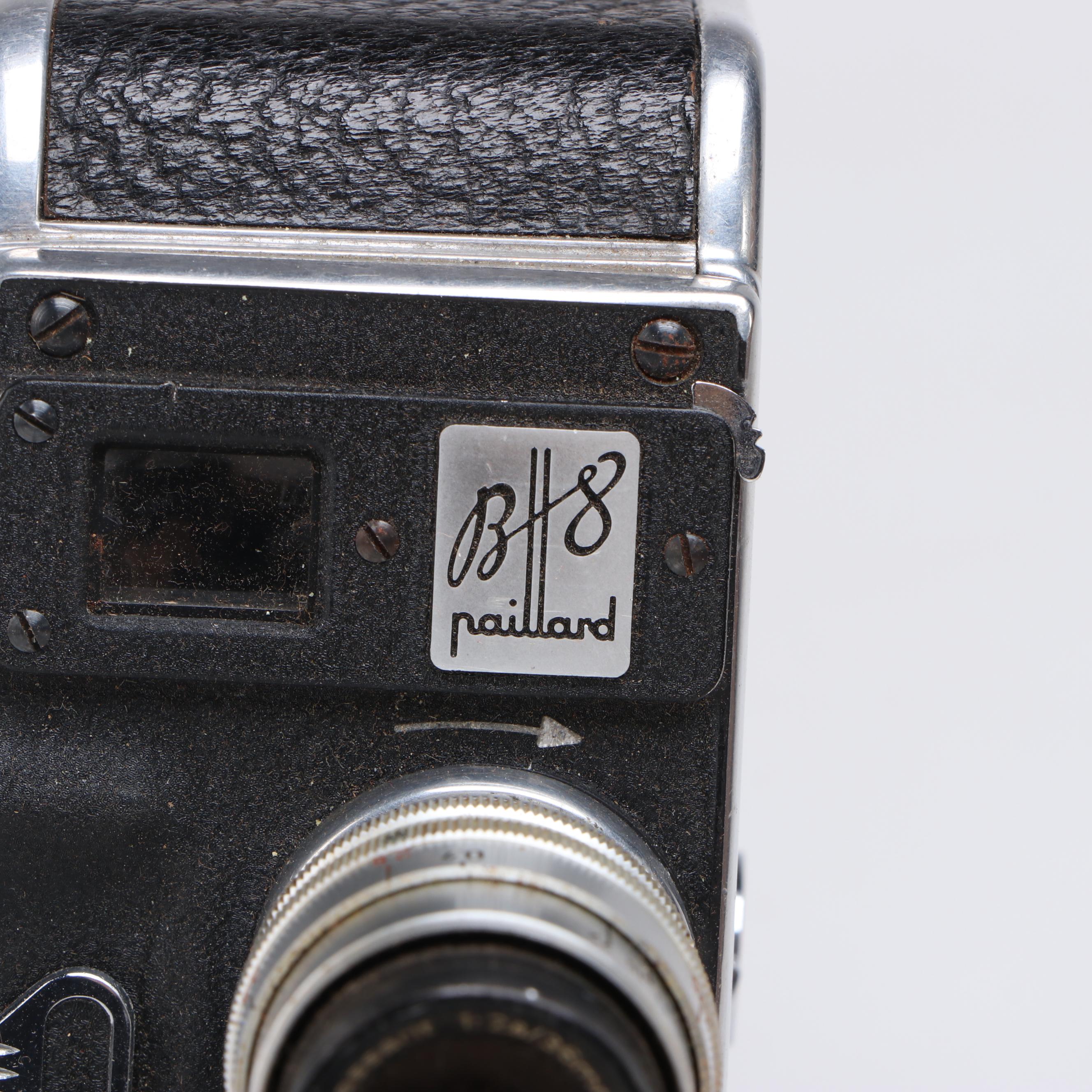 Bolex Paillard E8 Swiss 8mm Movie Camera with Vintage Slide Film Storage Case