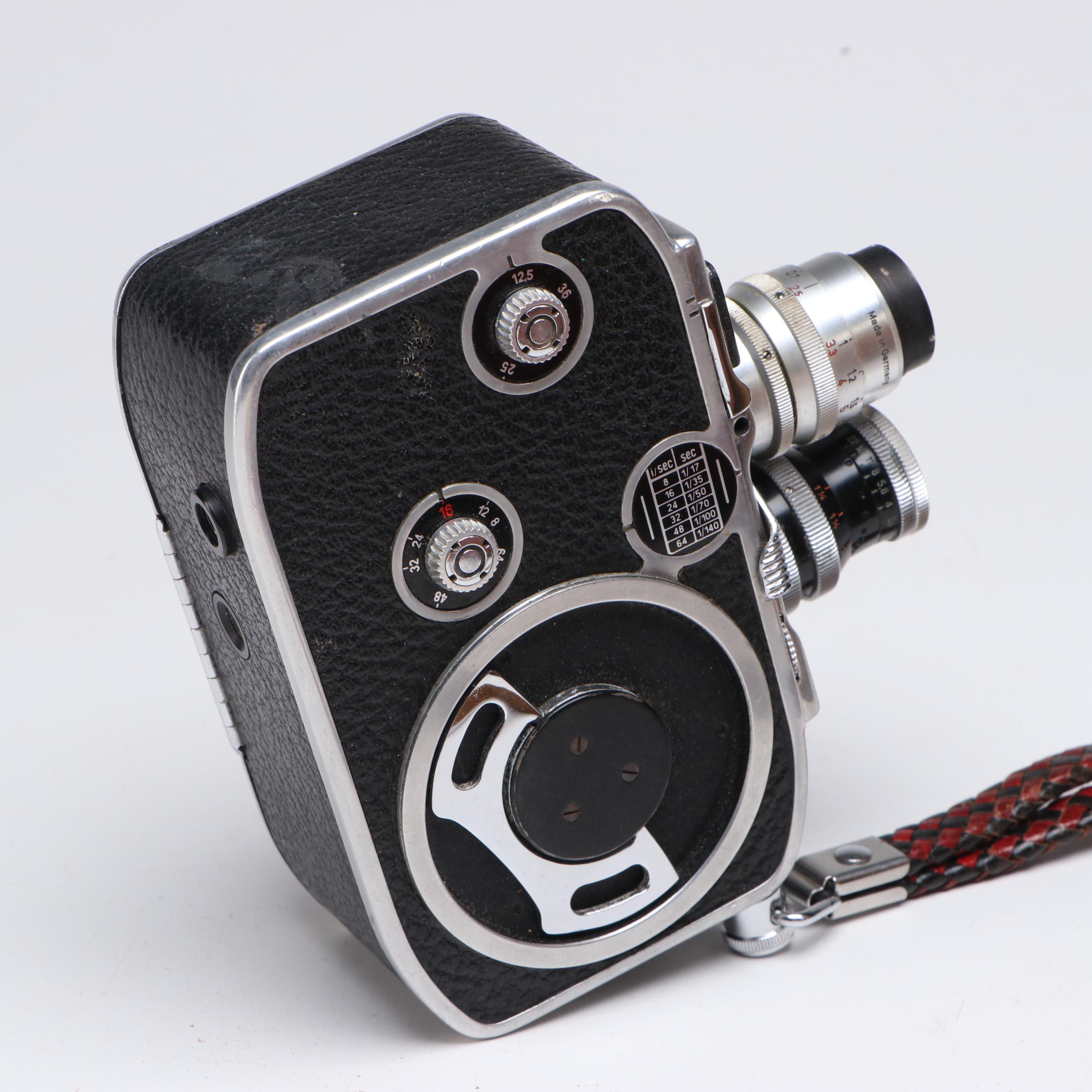 Bolex Paillard E8 Swiss 8mm Movie Camera with Vintage Slide Film Storage Case