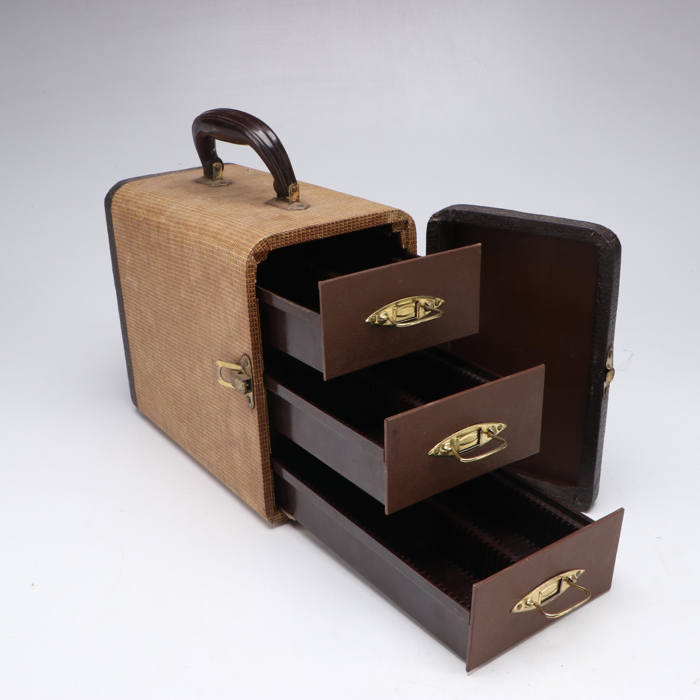 Bolex Paillard E8 Swiss 8mm Movie Camera with Vintage Slide Film Storage Case