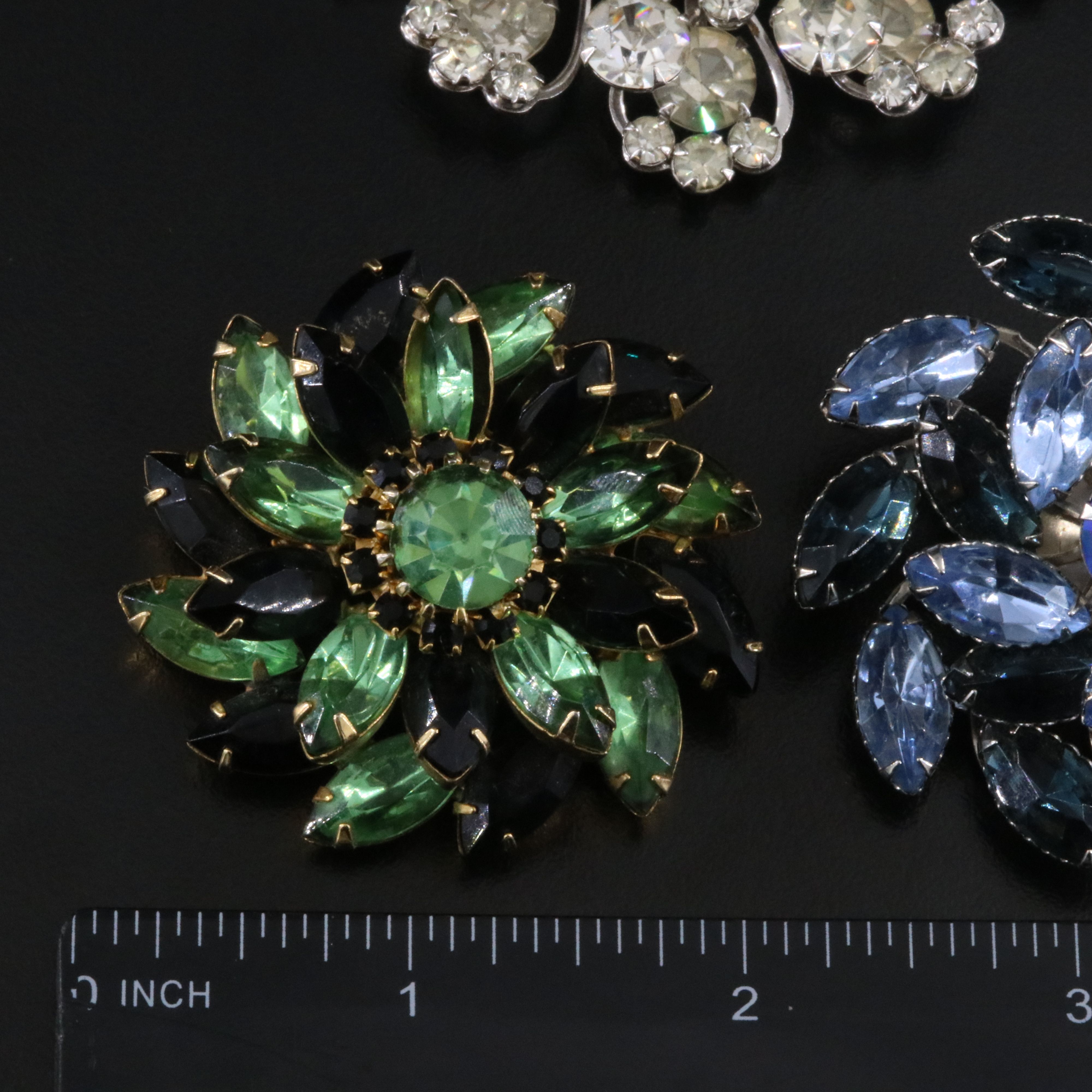 Rhinestone and Crystal Cluster Brooches