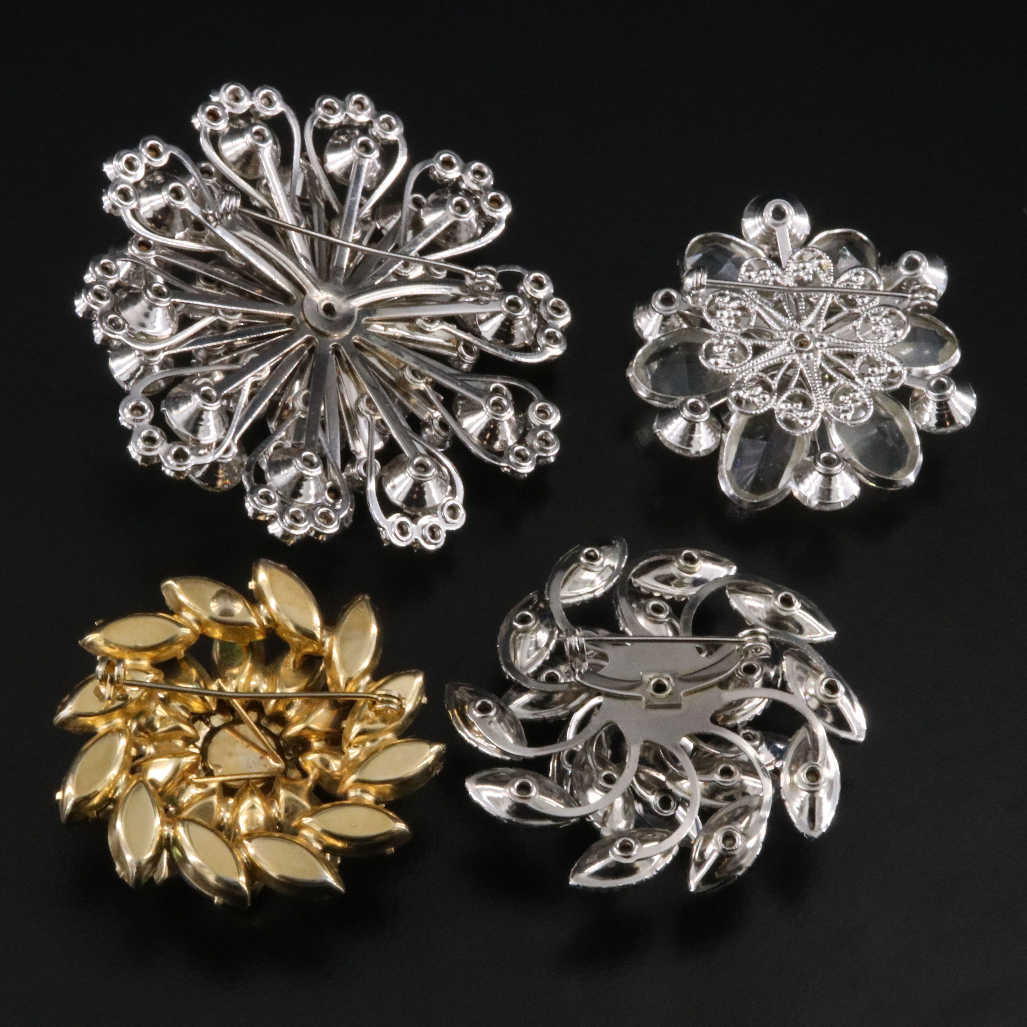 Rhinestone and Crystal Cluster Brooches