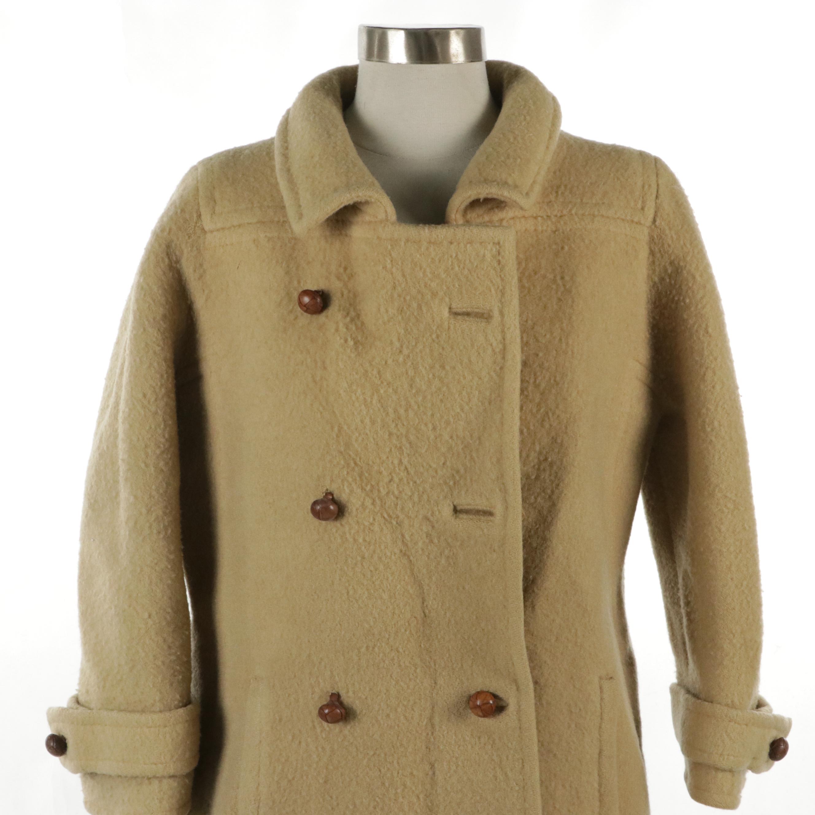 Andre Courreges Double-Breasted Wool Blend Coat, 1960s