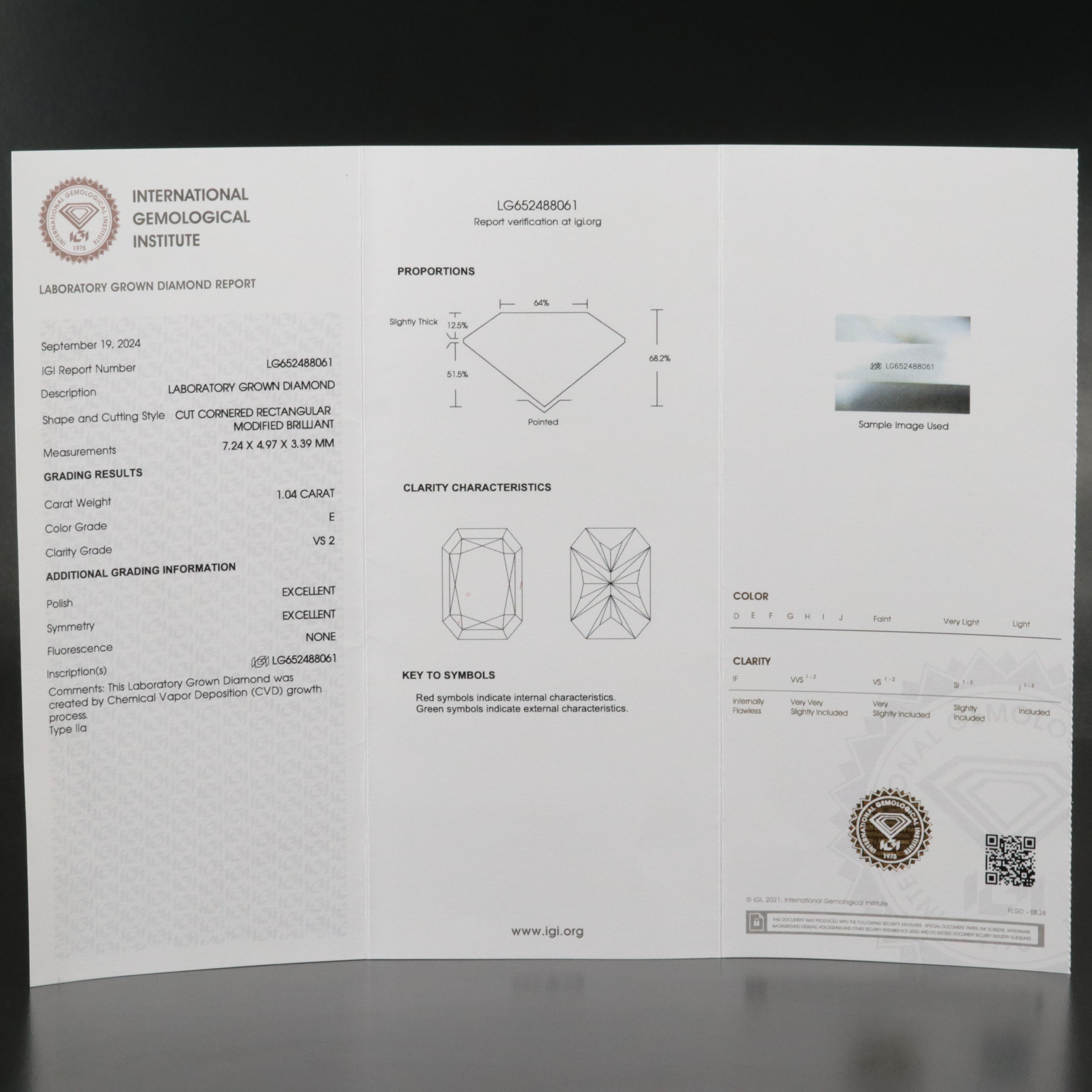 Loose 1.04 CT Lab Grown Diamond with IGI Report