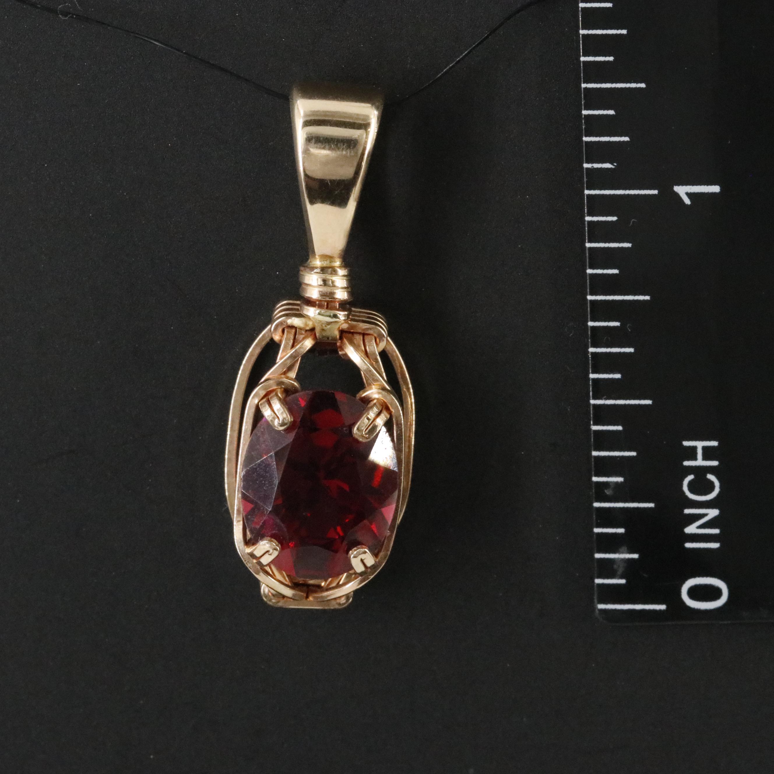 10K Garnet Pendant with 14K Bail