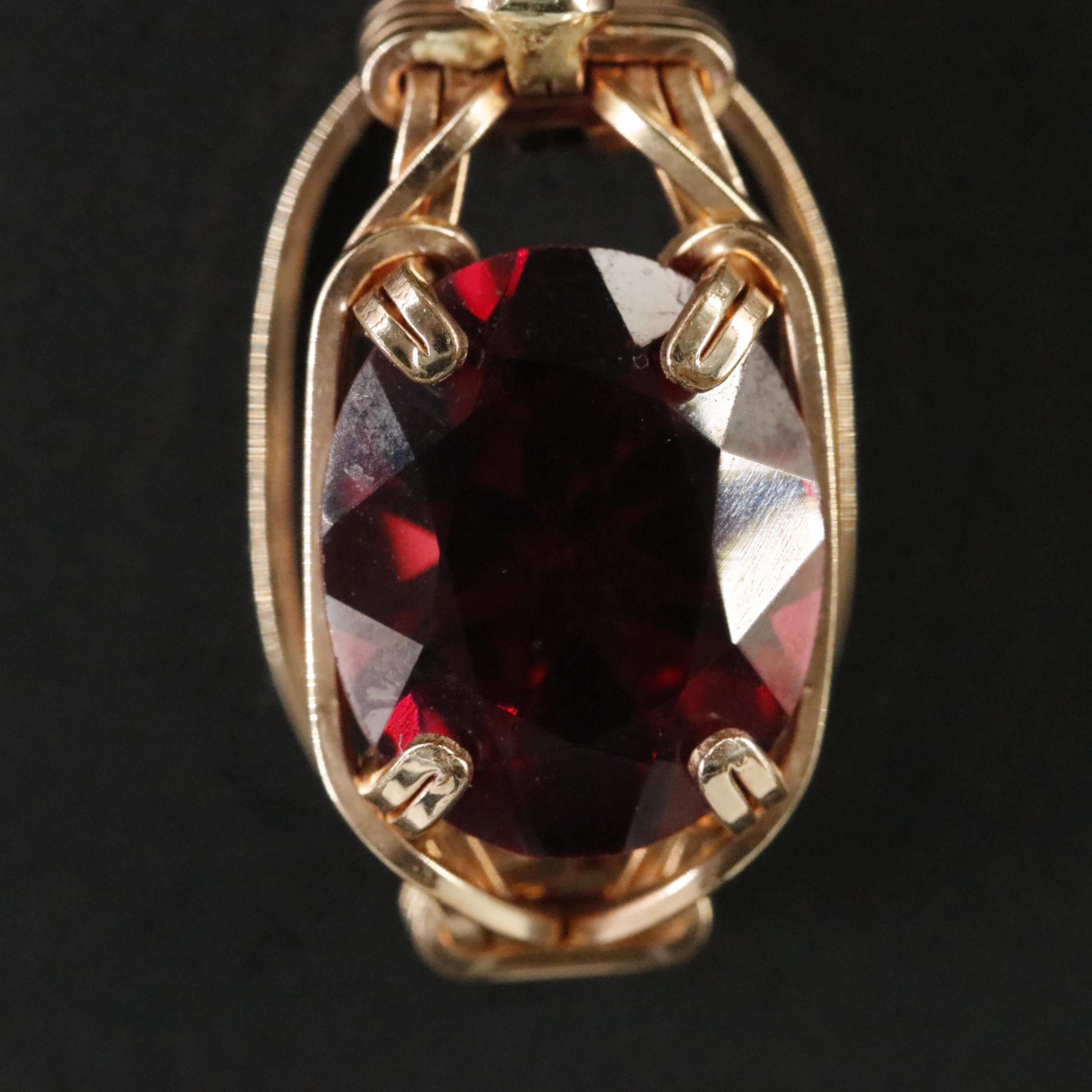 10K Garnet Pendant with 14K Bail