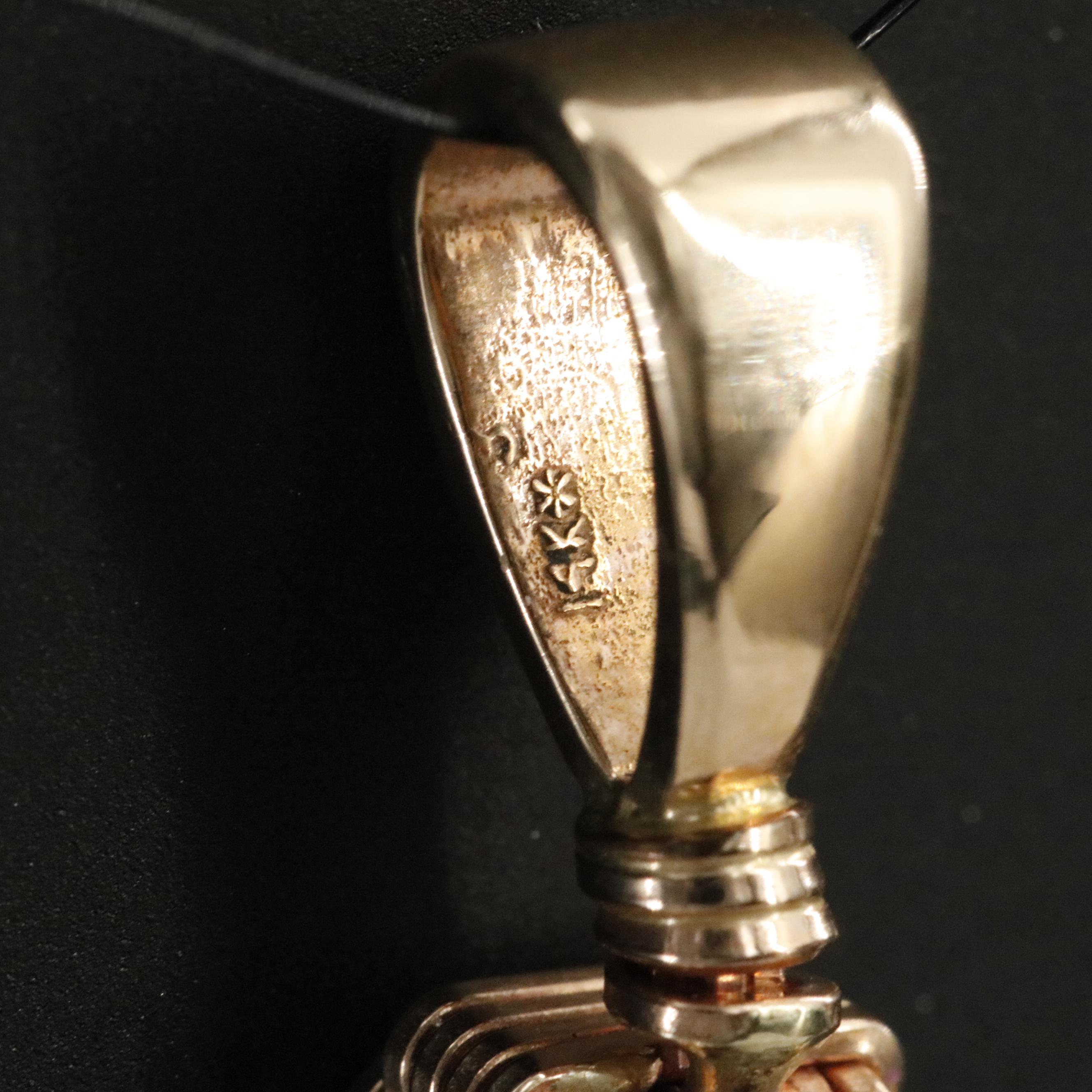 10K Garnet Pendant with 14K Bail