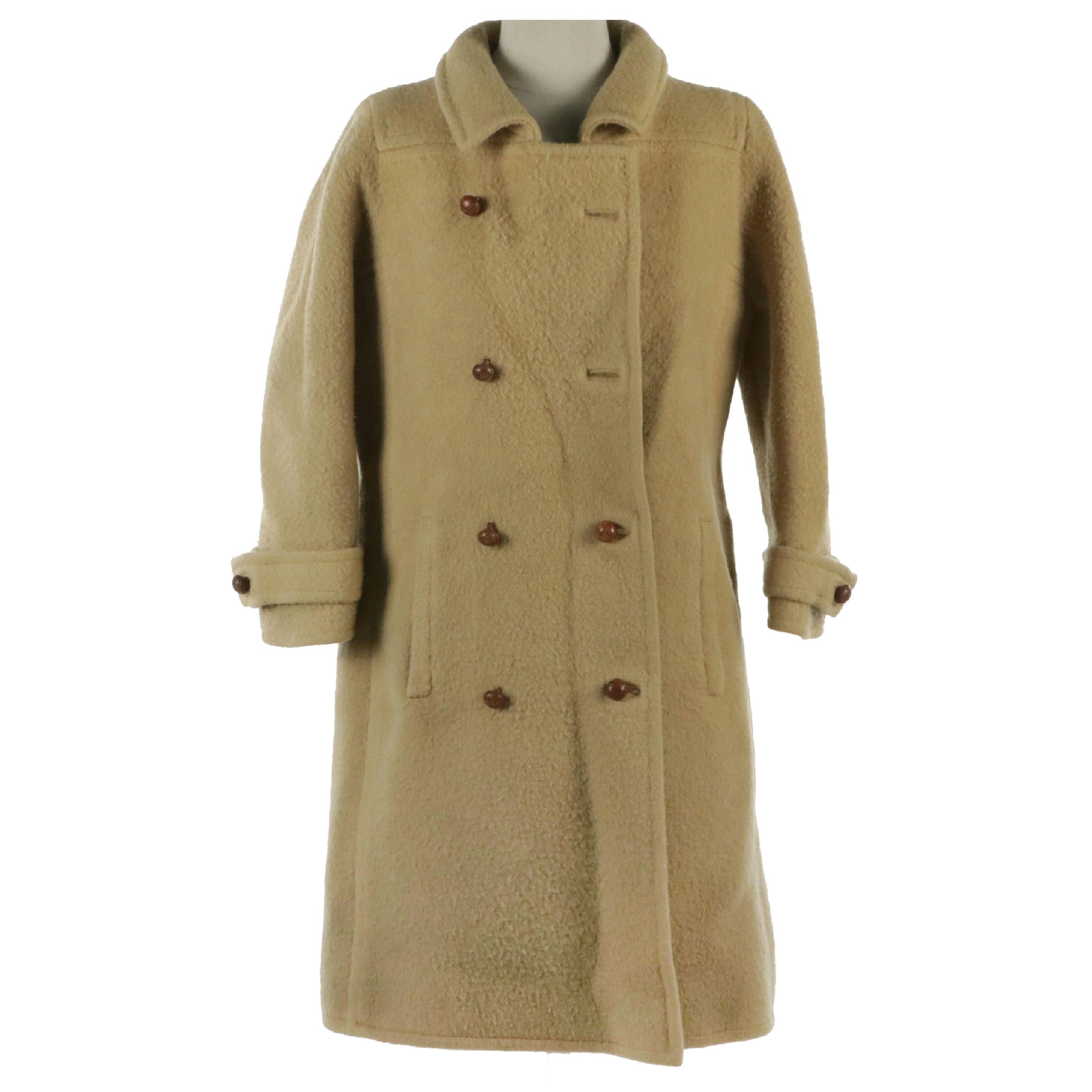 Andre Courreges Double-Breasted Wool Blend Coat, 1960s