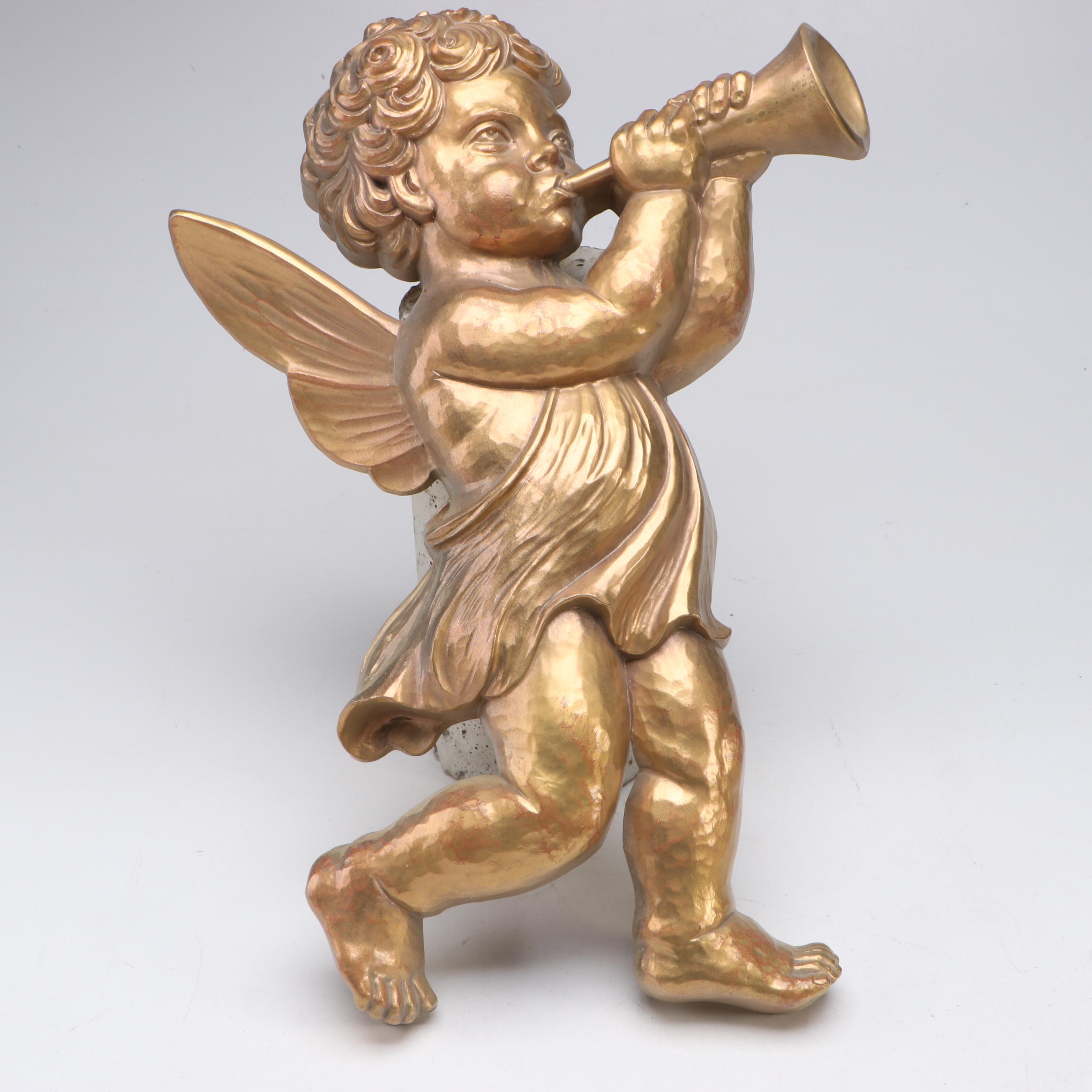 Syroco Baroque Style Musical Cherubs and Chariot Molded Plastic Wall Hangings