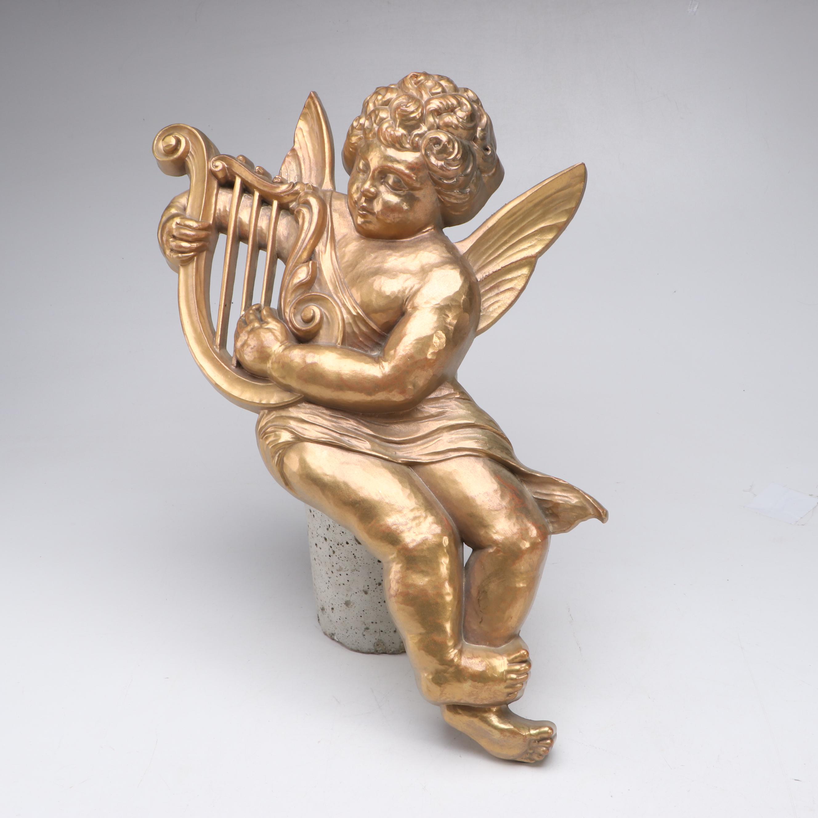 Syroco Baroque Style Musical Cherubs and Chariot Molded Plastic Wall Hangings
