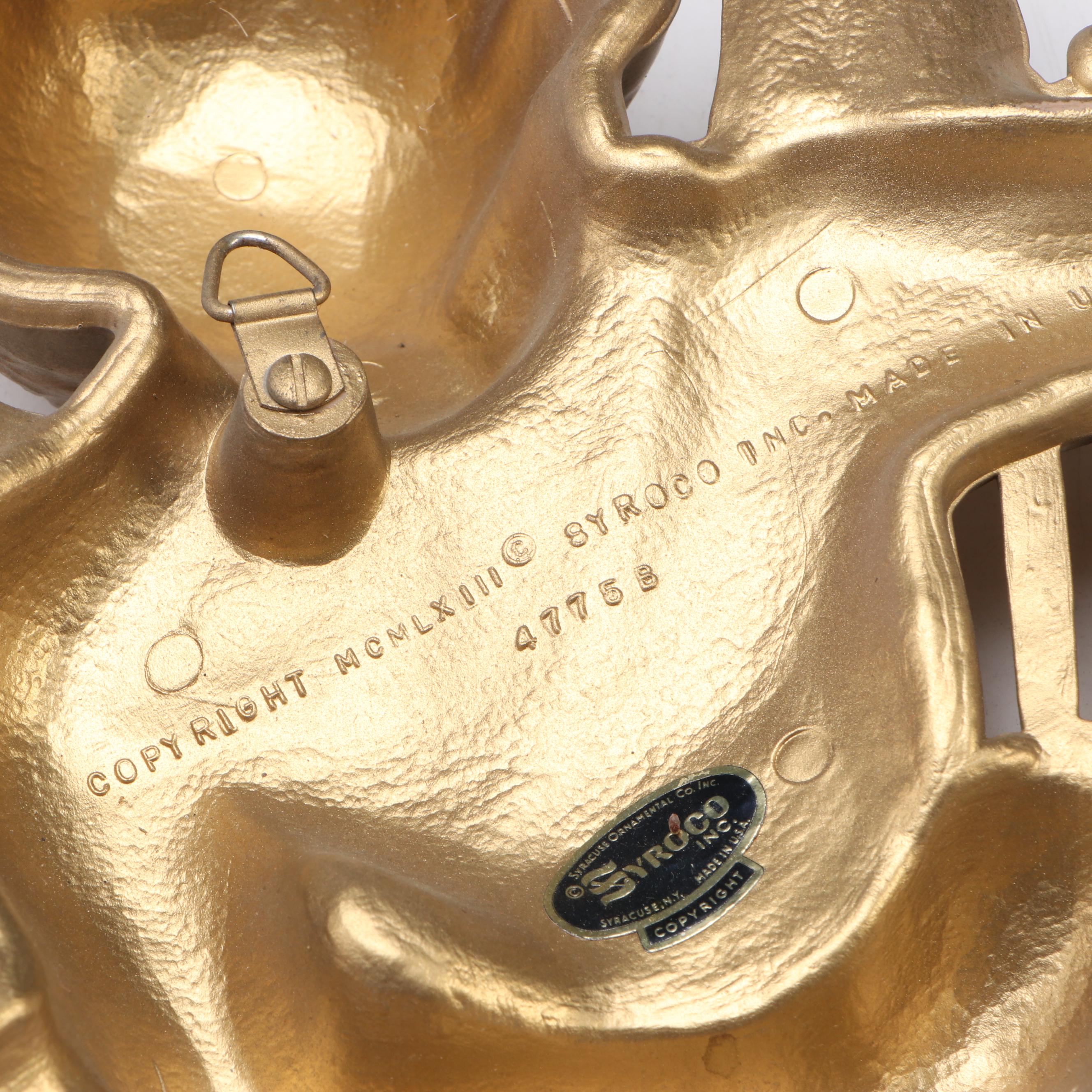 Syroco Baroque Style Musical Cherubs and Chariot Molded Plastic Wall Hangings