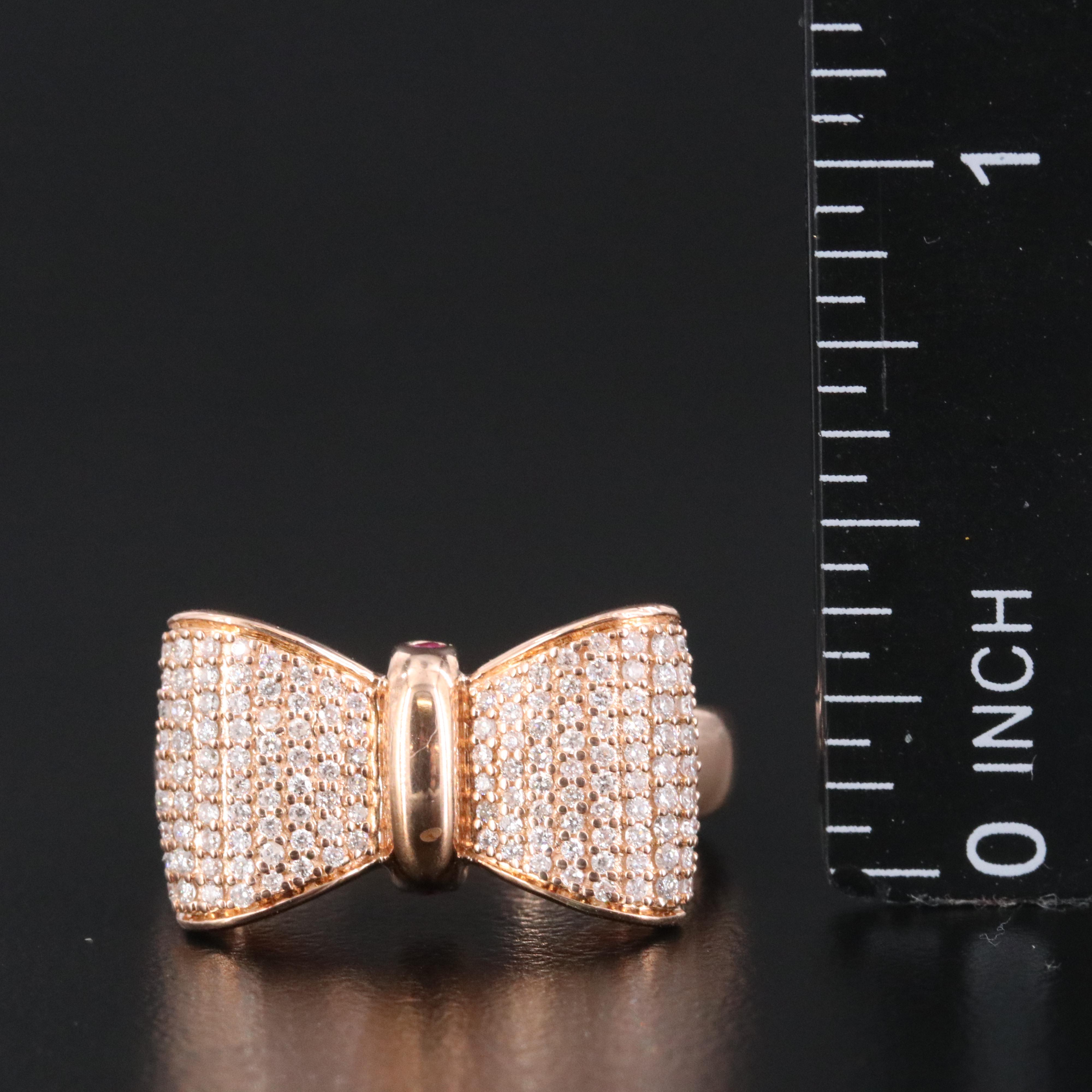 Disney Snow White 14K Rose Gold 0.50 CTW Diamond and Ruby Bow Ring