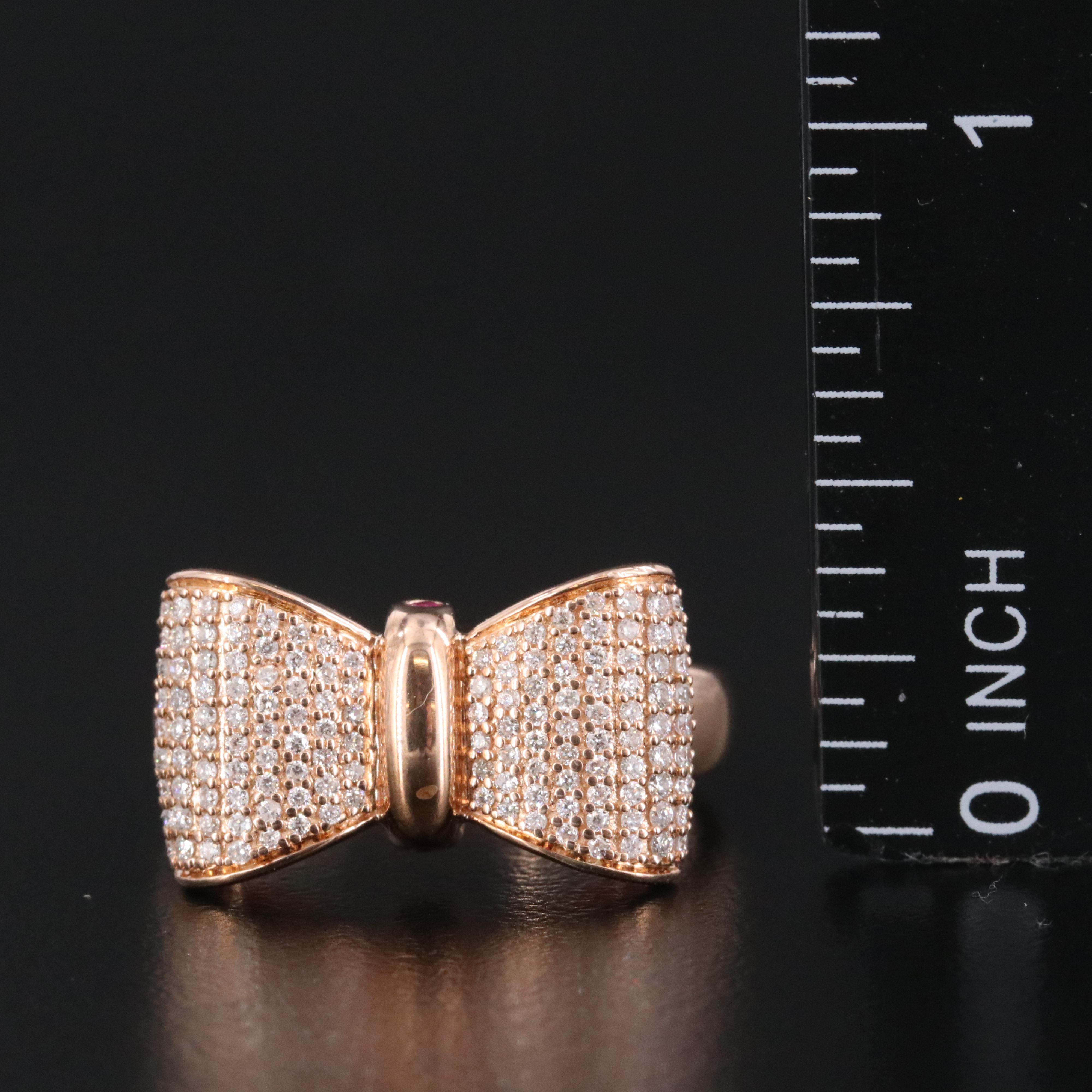 Disney Snow White 14K Rose Gold 0.50 CTW Diamond and Ruby Bow Ring