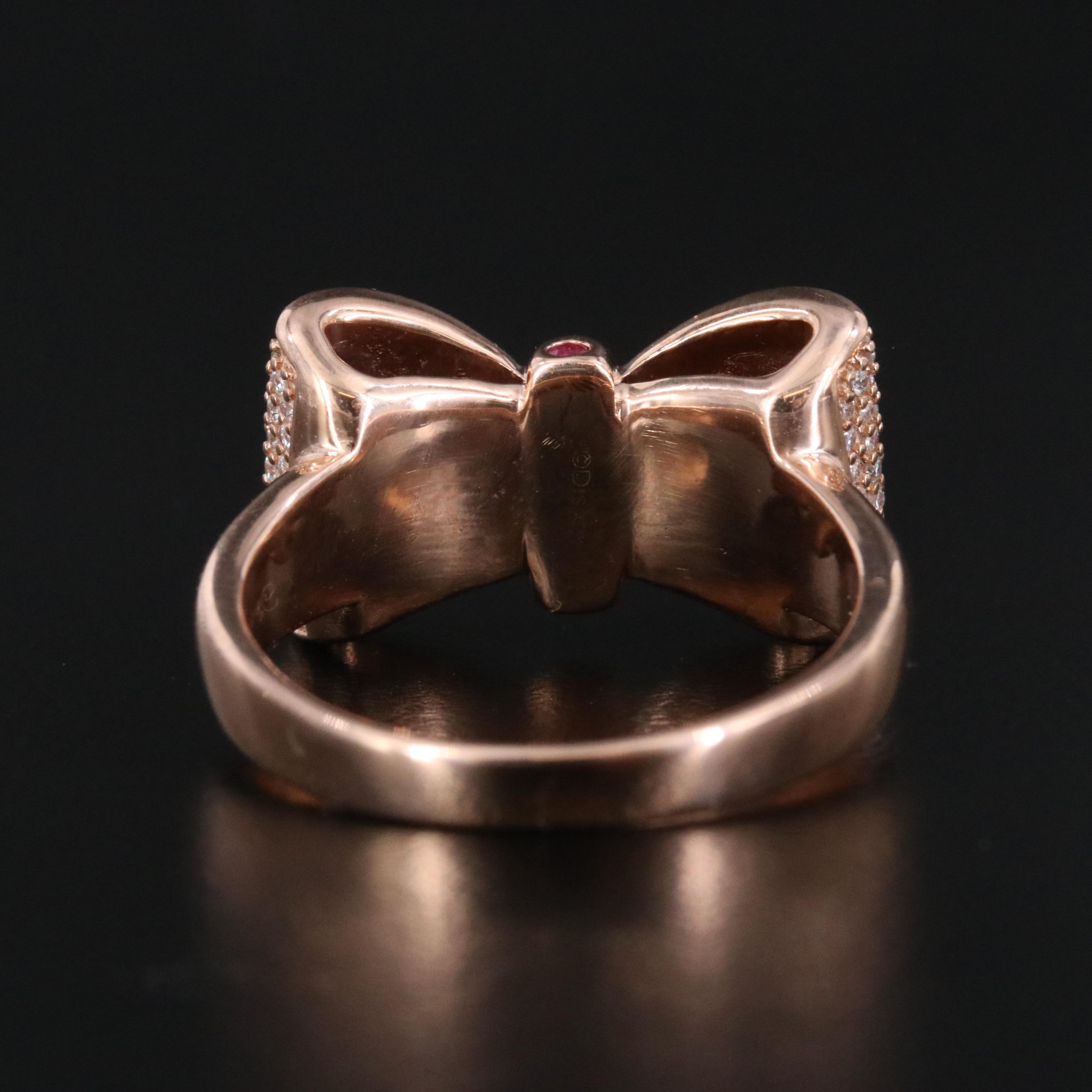 Disney Snow White 14K Rose Gold 0.50 CTW Diamond and Ruby Bow Ring