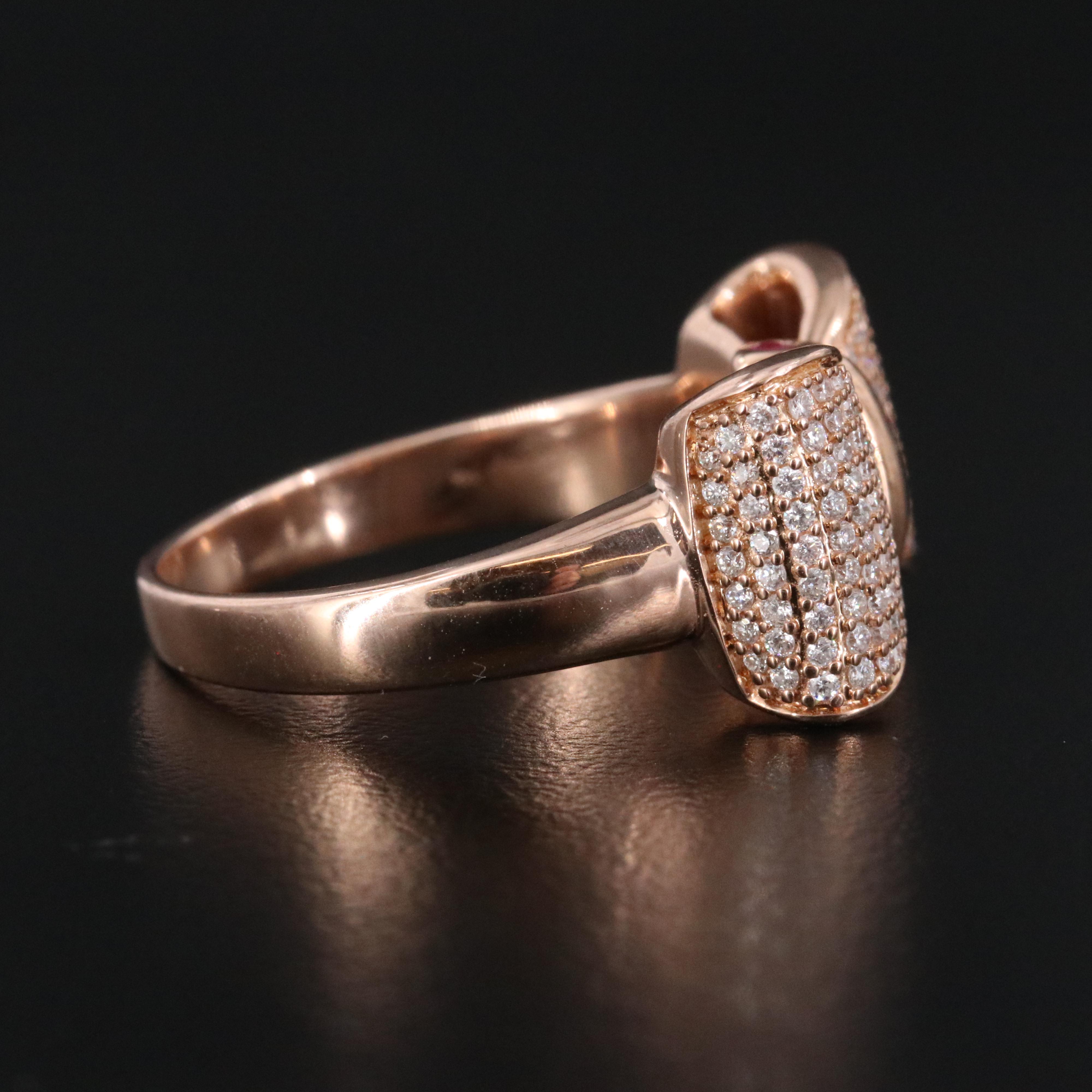 Disney Snow White 14K Rose Gold 0.50 CTW Diamond and Ruby Bow Ring