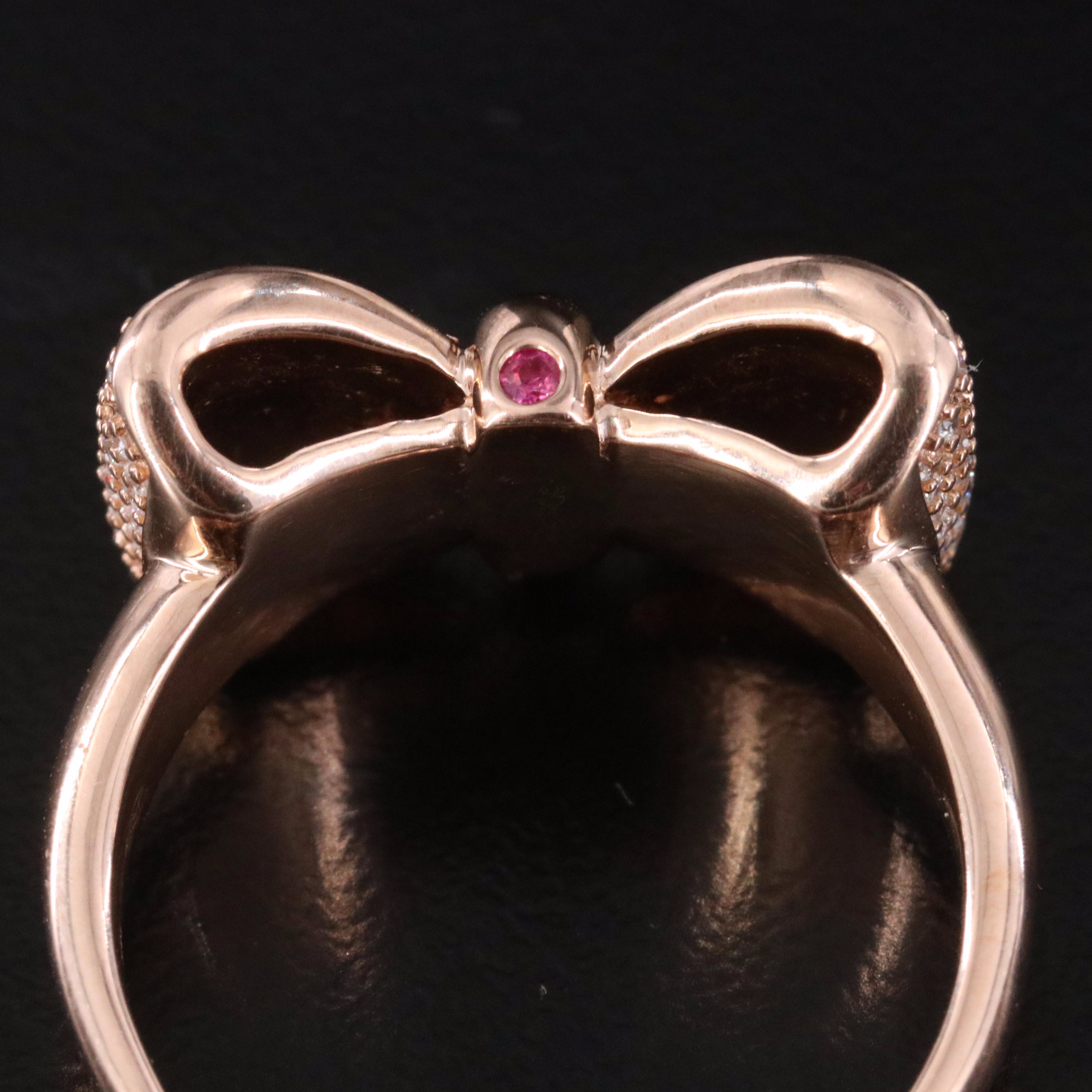 Disney Snow White 14K Rose Gold 0.50 CTW Diamond and Ruby Bow Ring