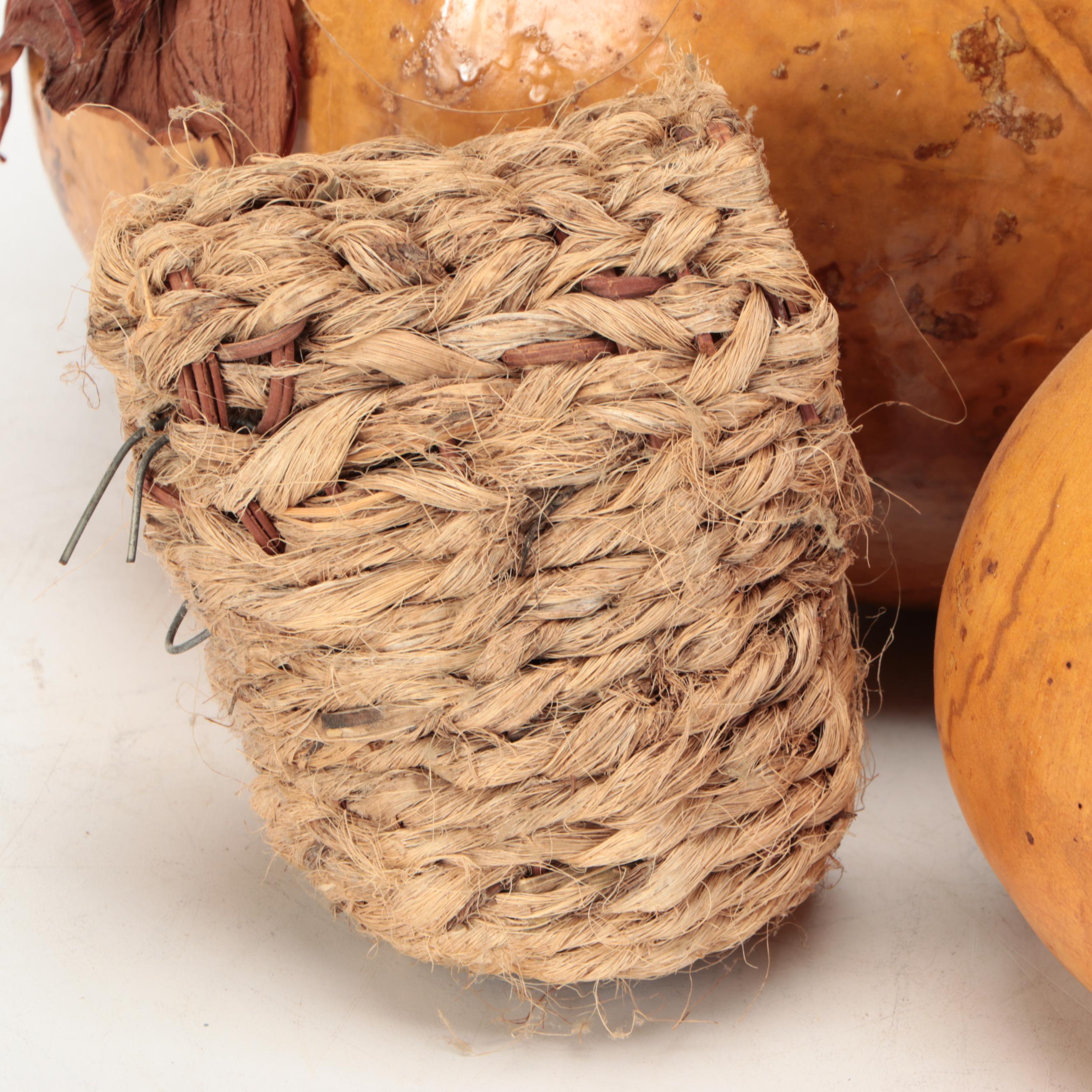 Handcrafted Gourd Pot with Apple Gourds and Other Natural Décor