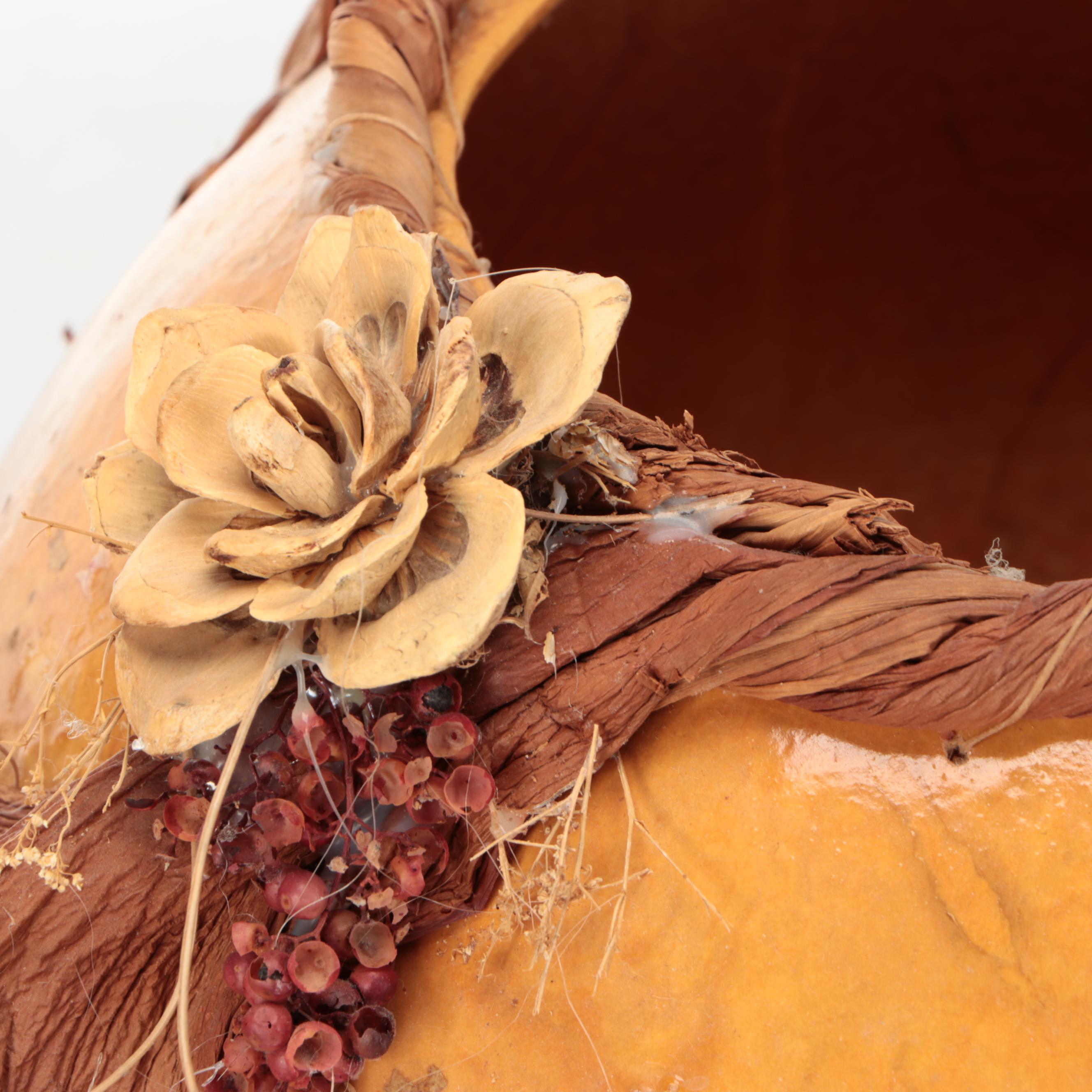 Handcrafted Gourd Pot with Apple Gourds and Other Natural Décor