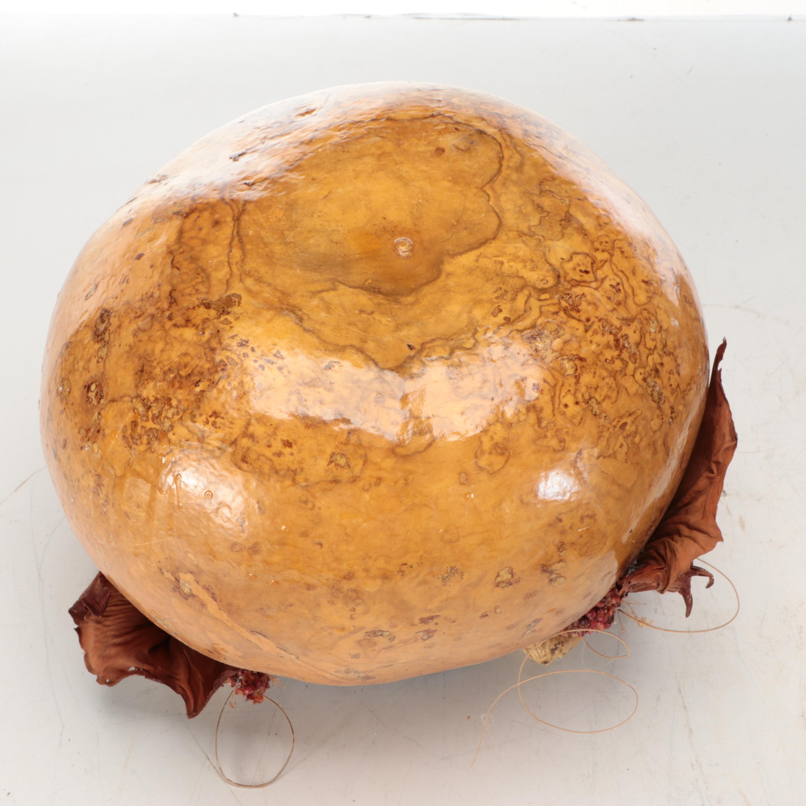 Handcrafted Gourd Pot with Apple Gourds and Other Natural Décor