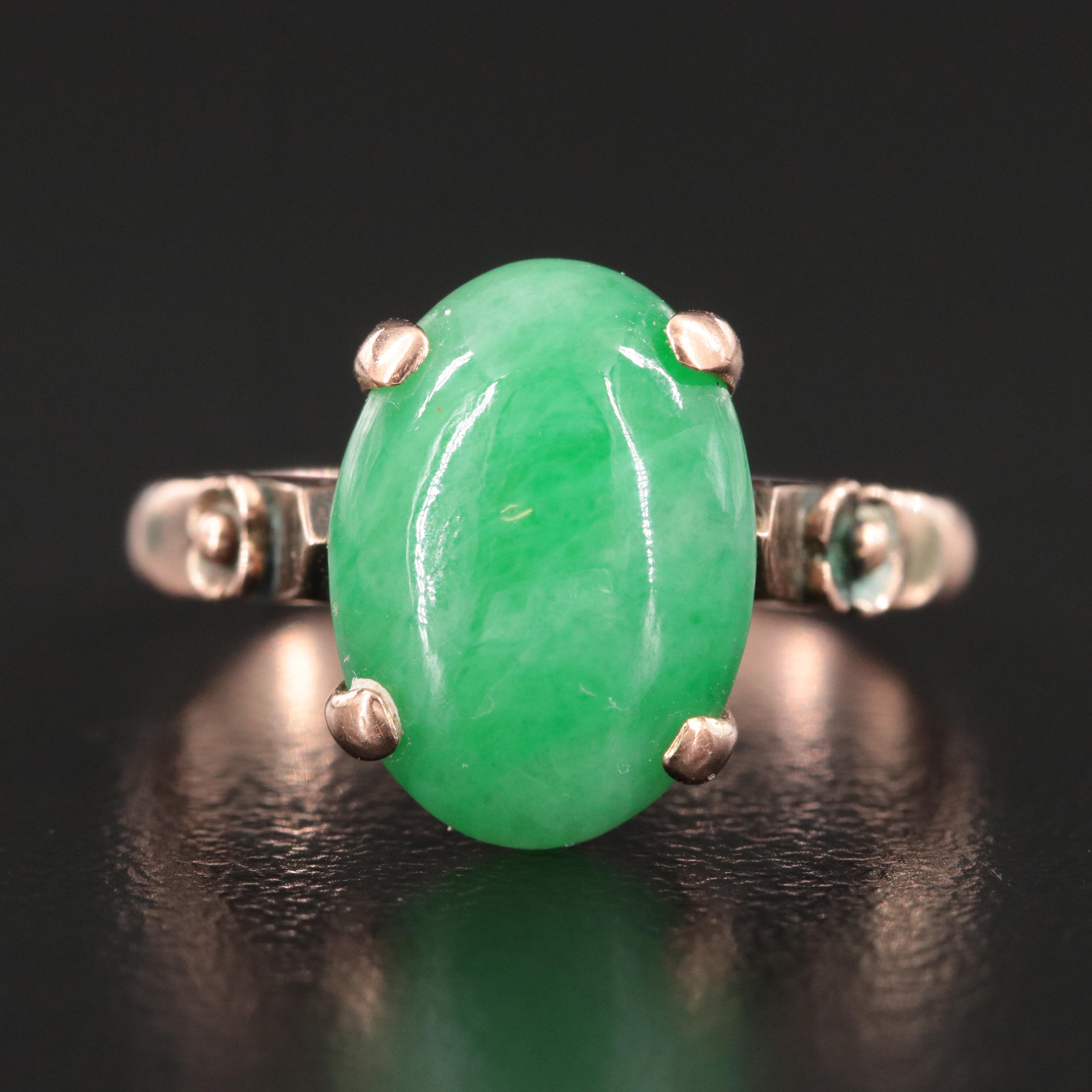 Victorian 9K Rose Gold Jadeite Ring