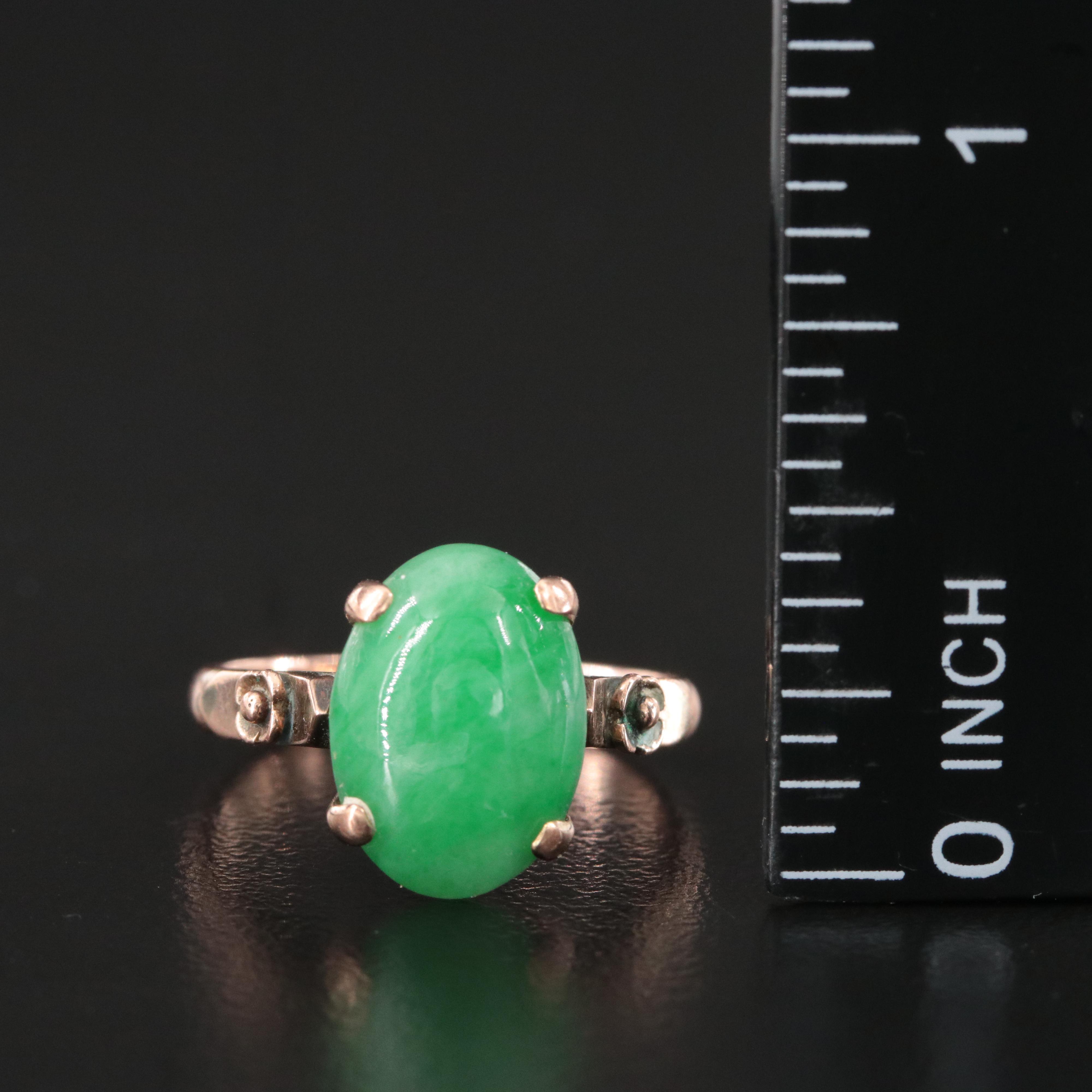Victorian 9K Rose Gold Jadeite Ring