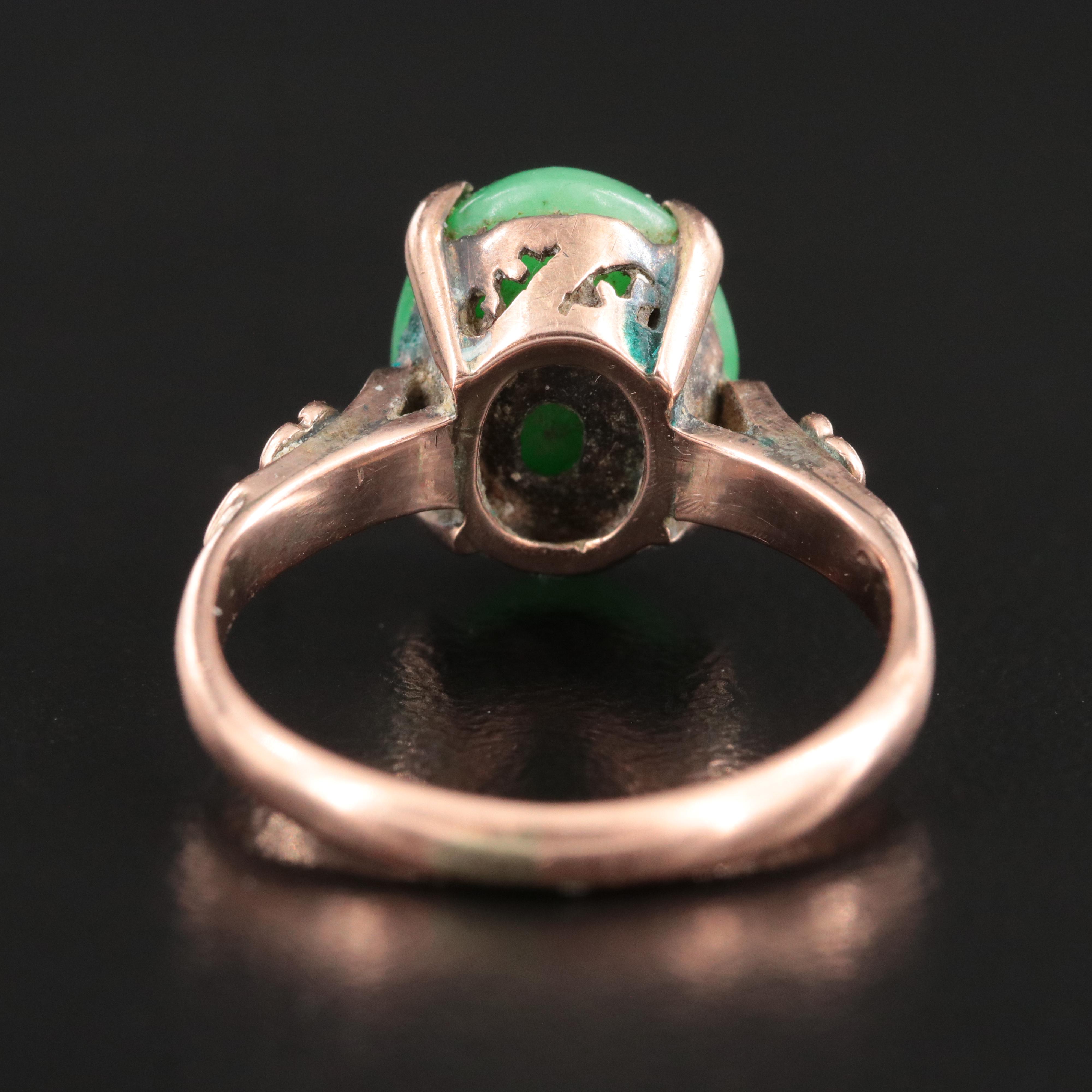 Victorian 9K Rose Gold Jadeite Ring