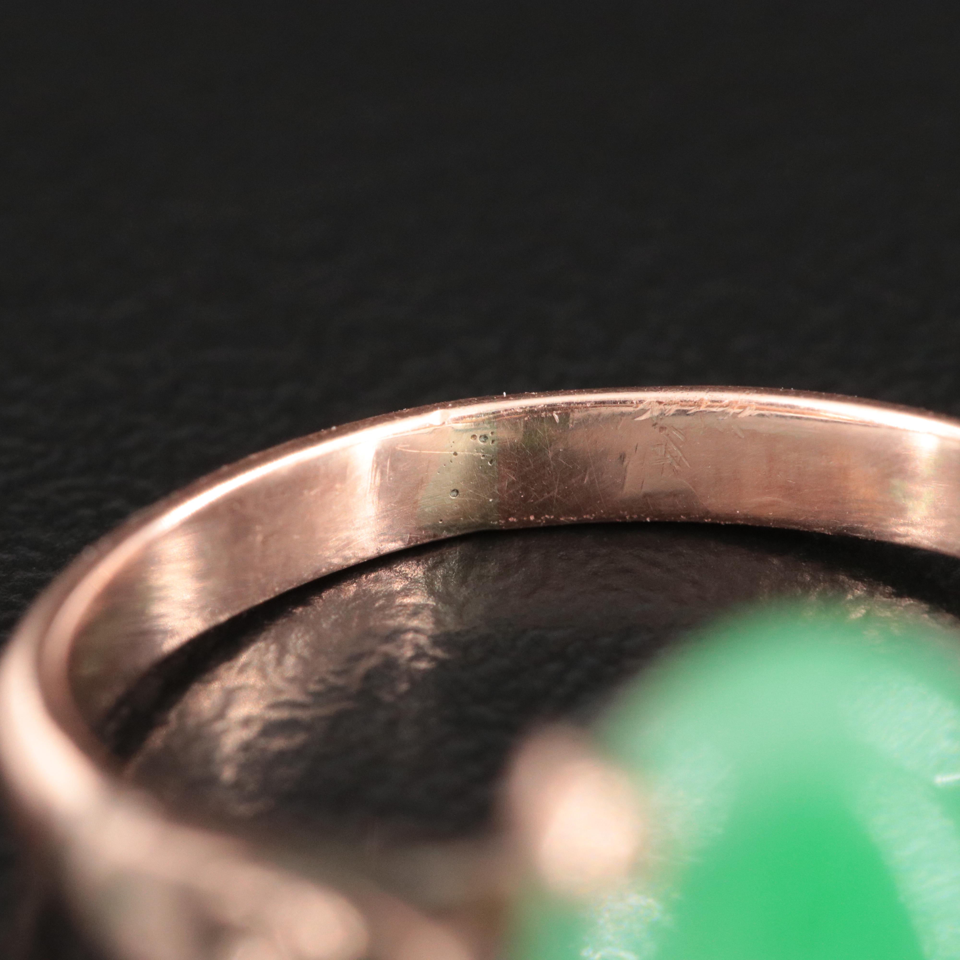 Victorian 9K Rose Gold Jadeite Ring