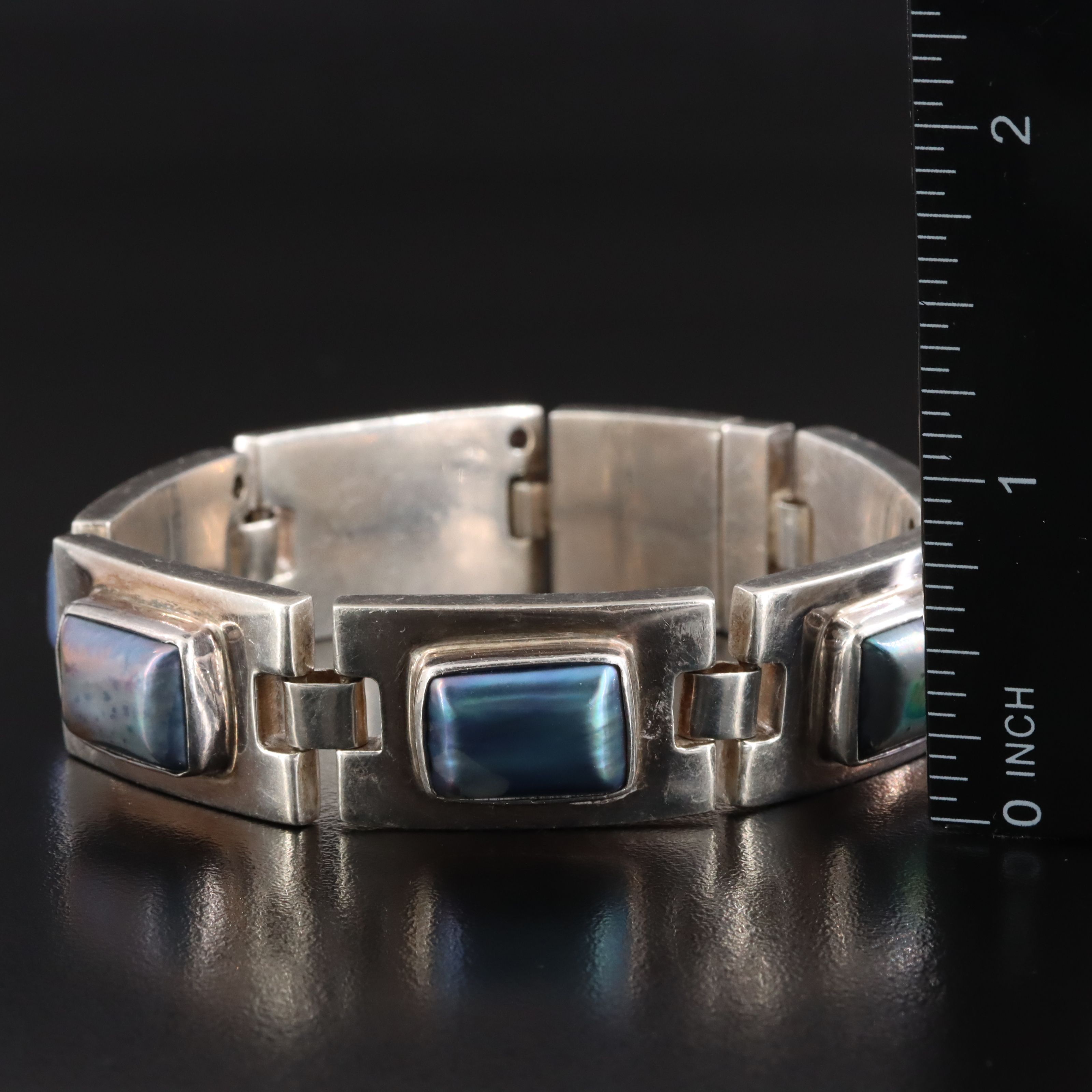 Sterling Pearl Panel Bracelet