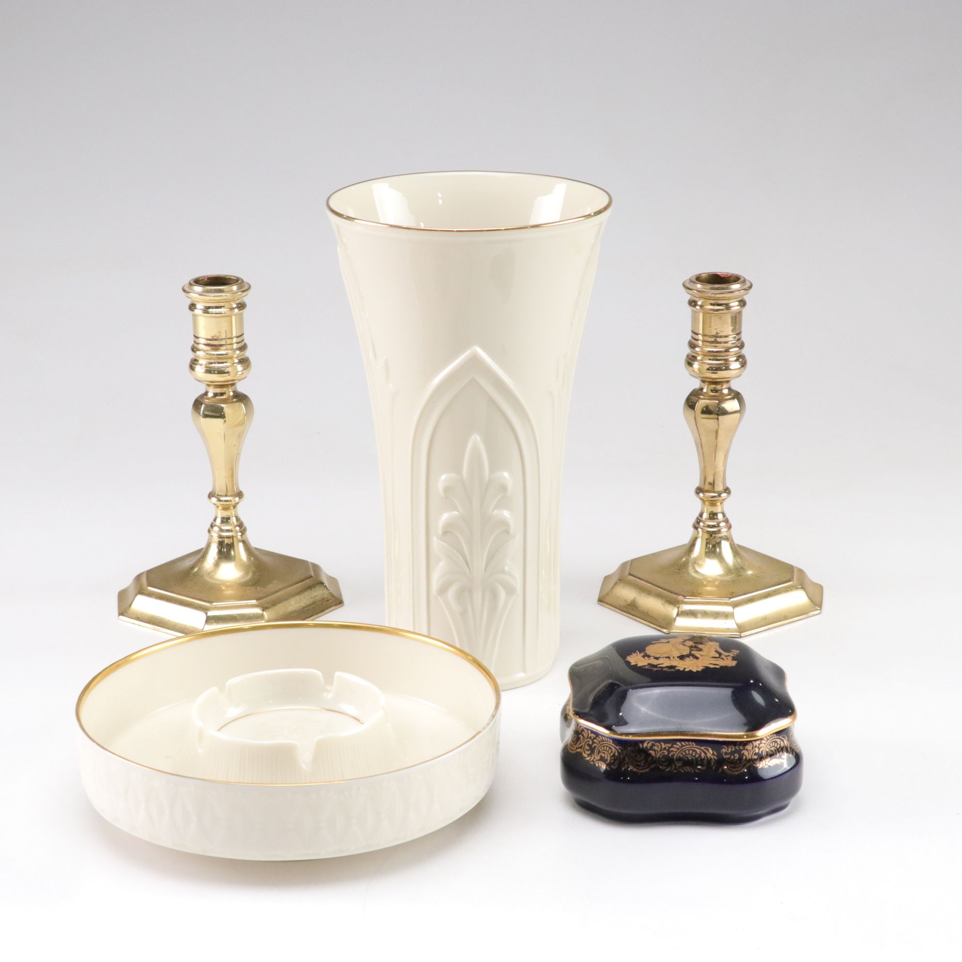 Lenox "Corinthian" Trumpet Vase with Candle Holders & More