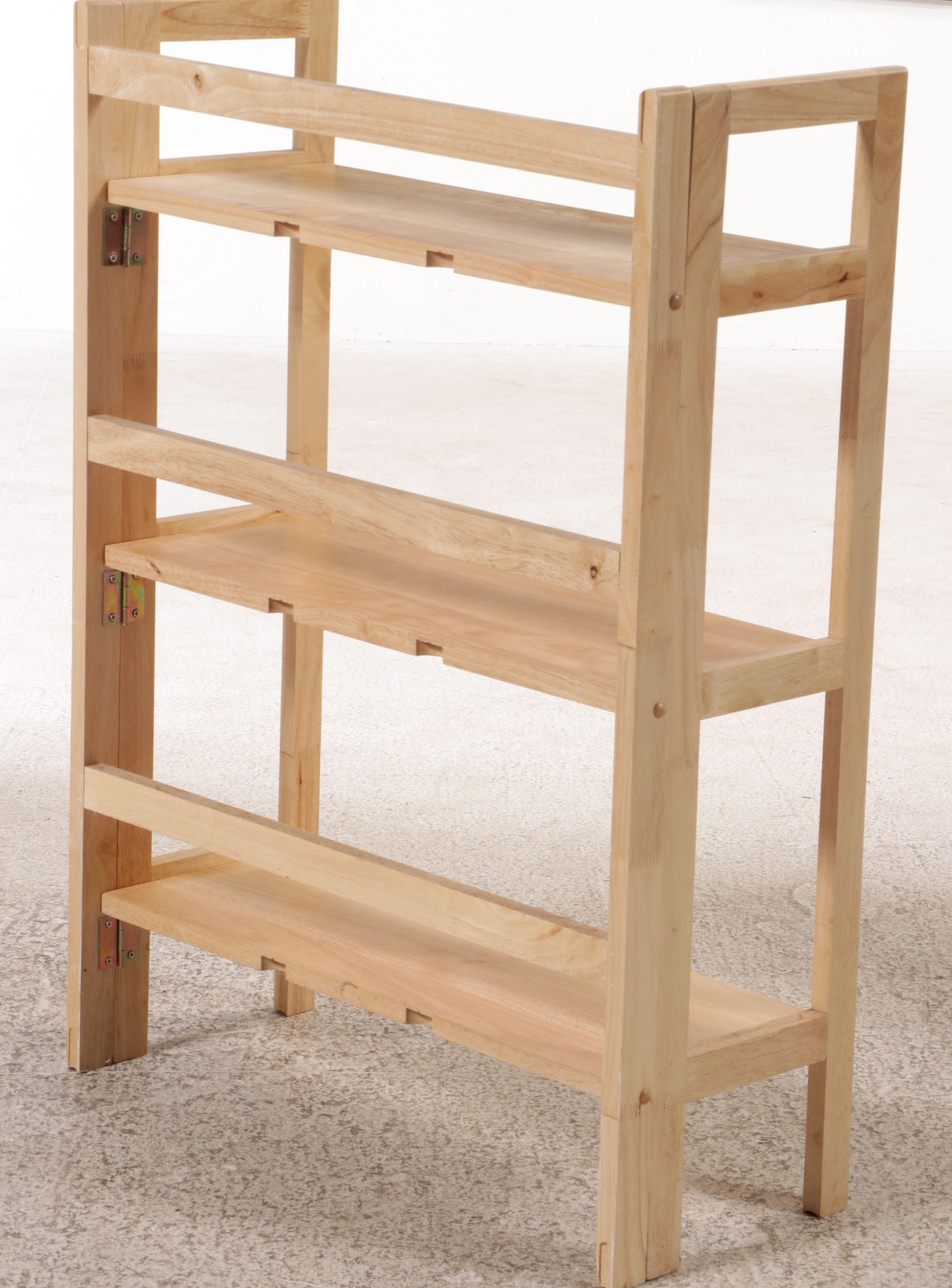 Contemporary Three-Tier Pine Folding Bookcase