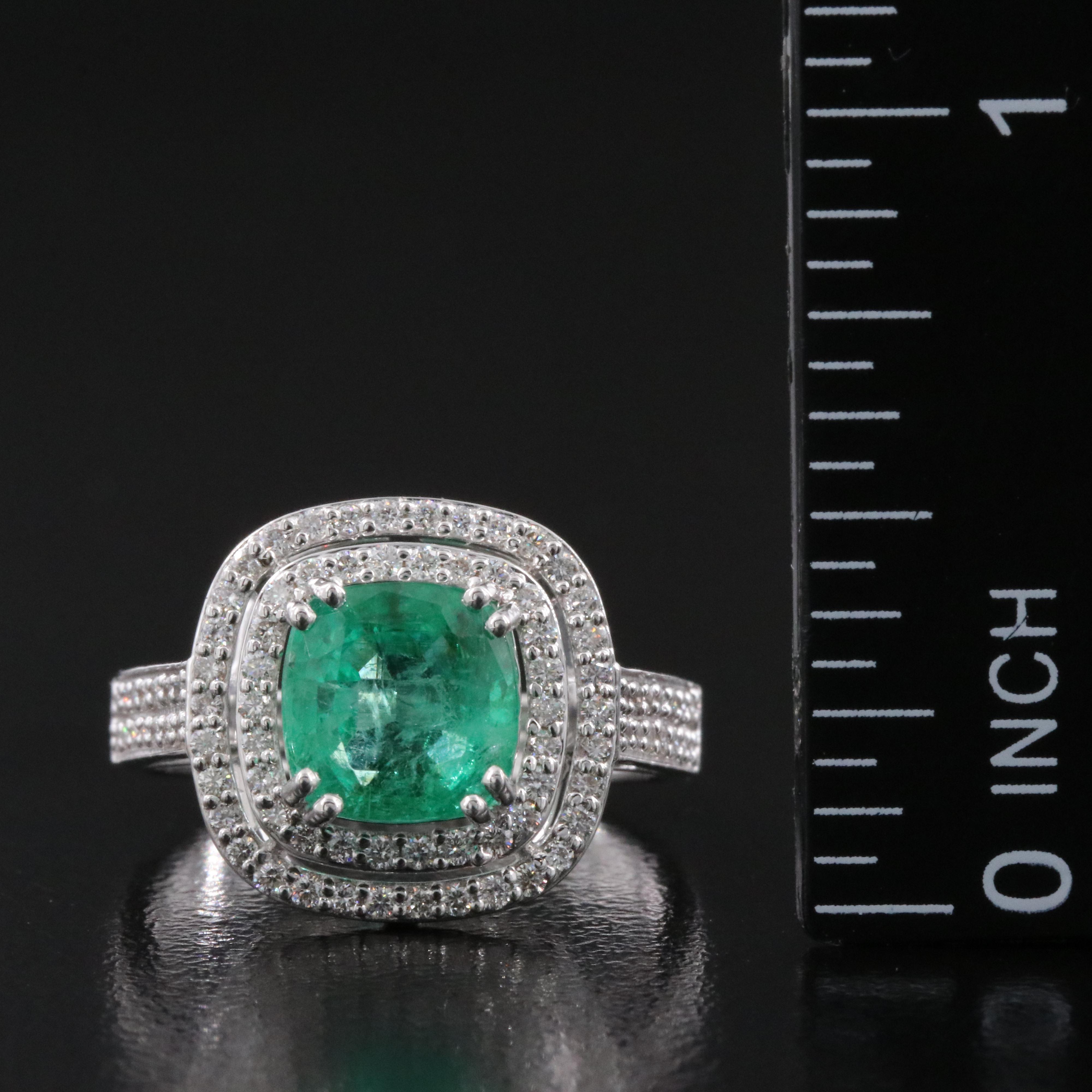 18K 2.13 CT Emerald and Diamond Ring