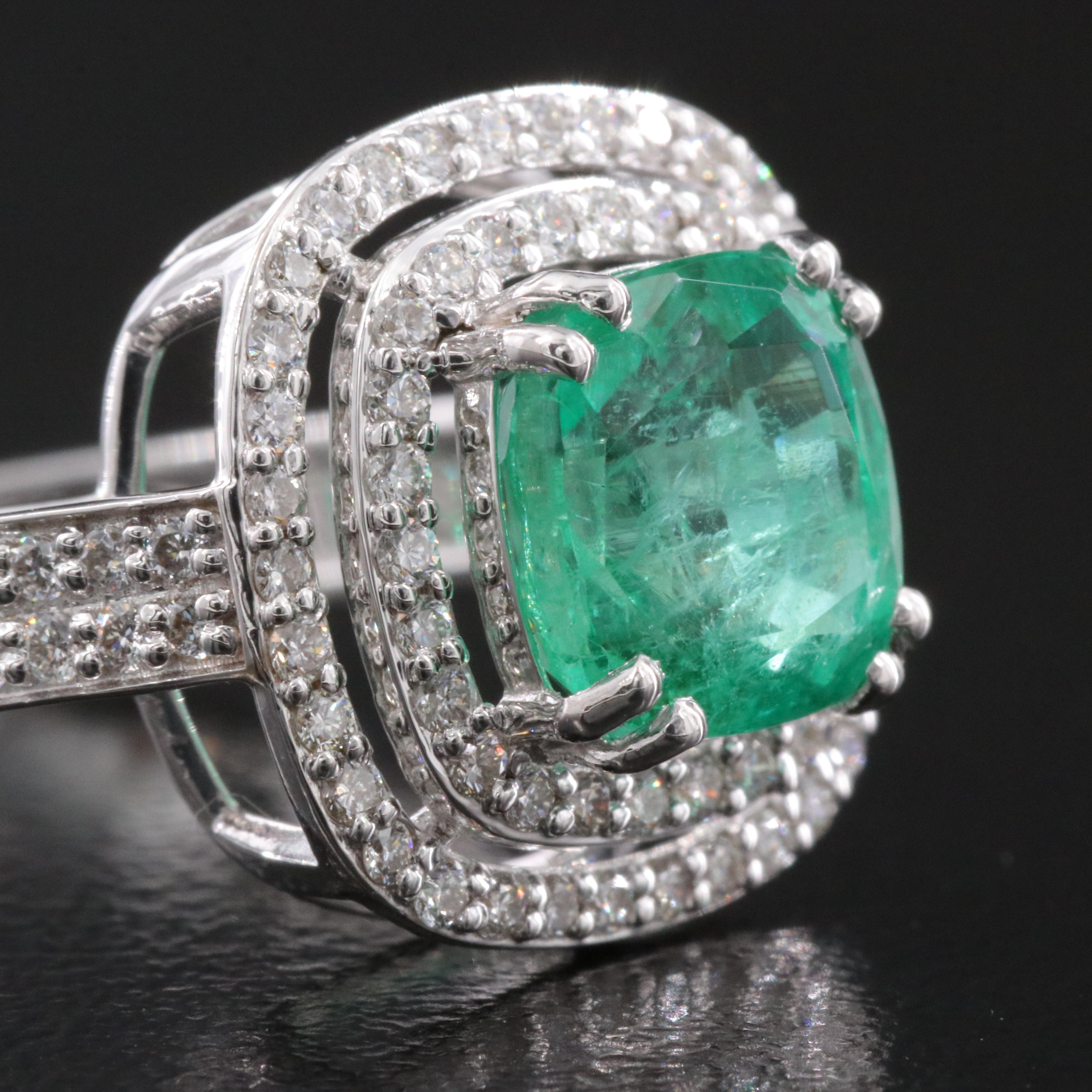 18K 2.13 CT Emerald and Diamond Ring