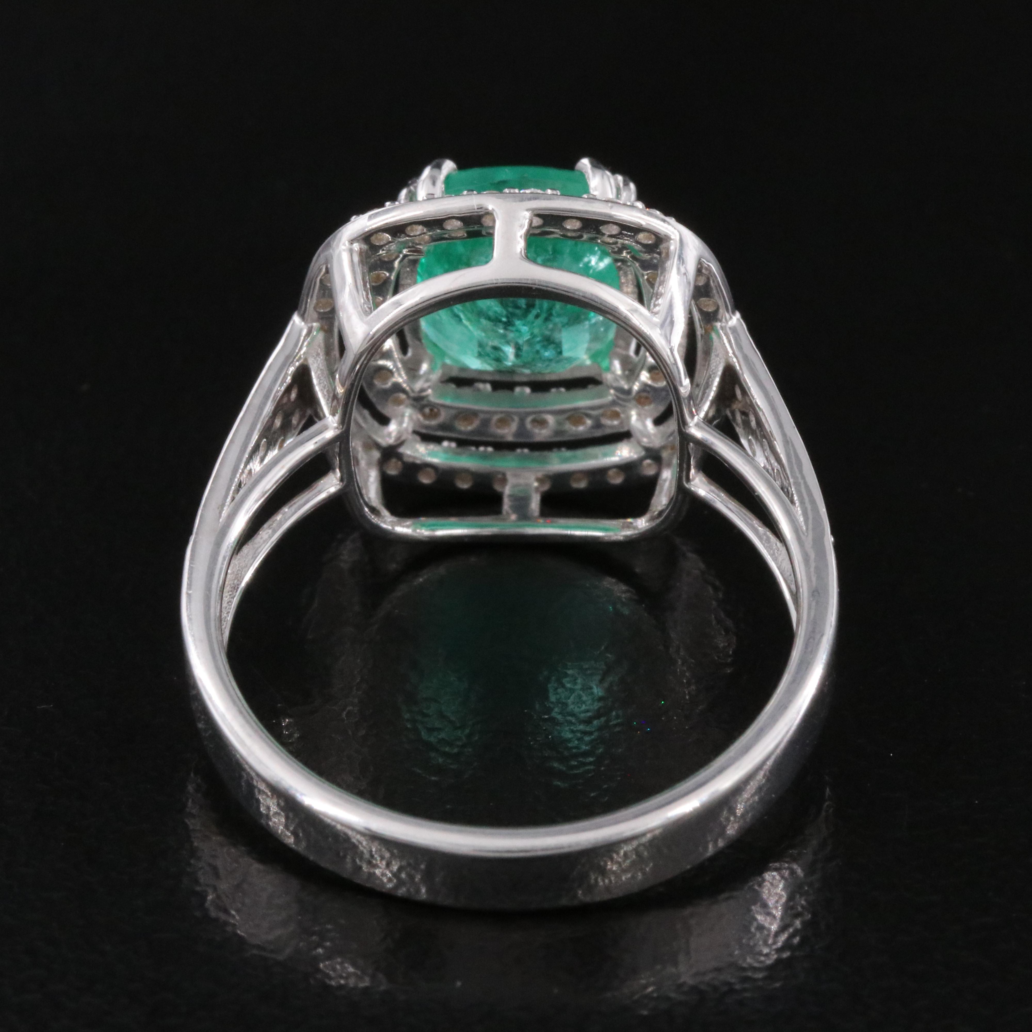 18K 2.13 CT Emerald and Diamond Ring