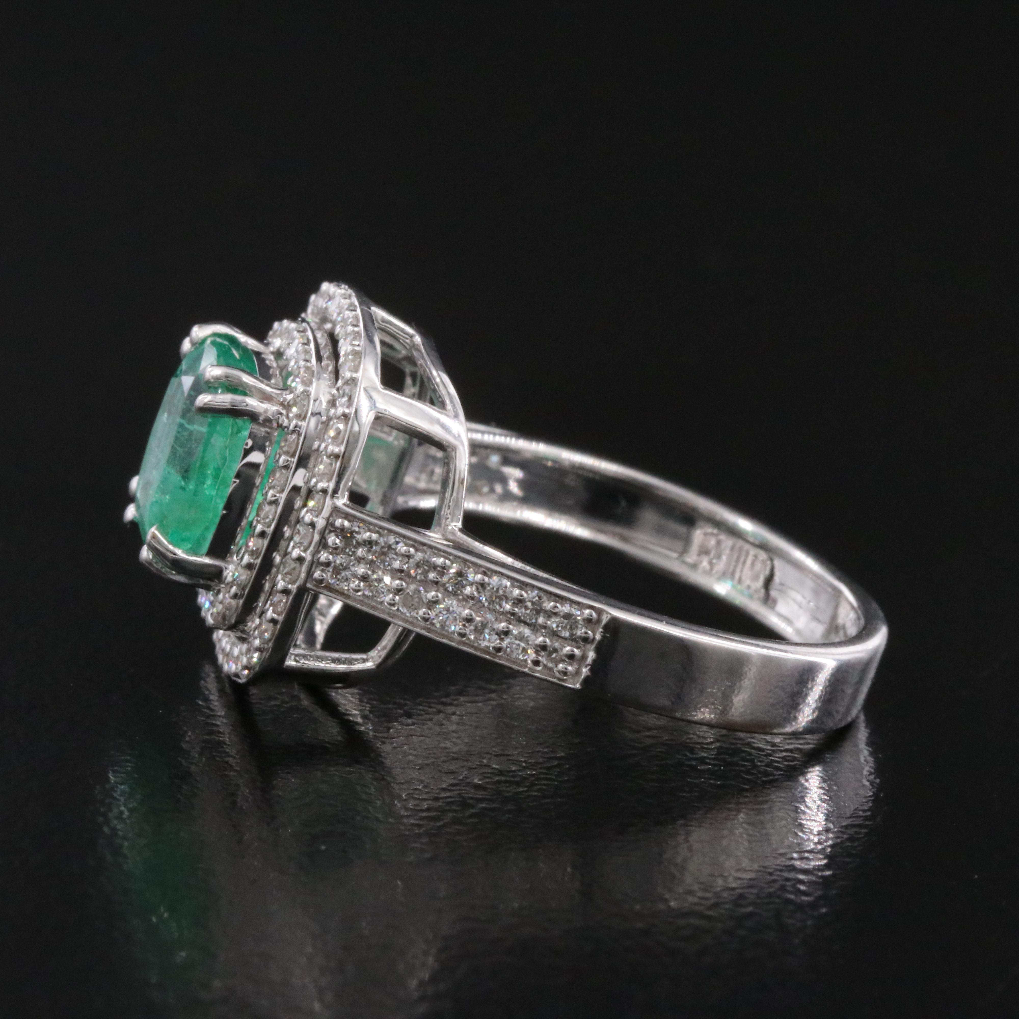 18K 2.13 CT Emerald and Diamond Ring
