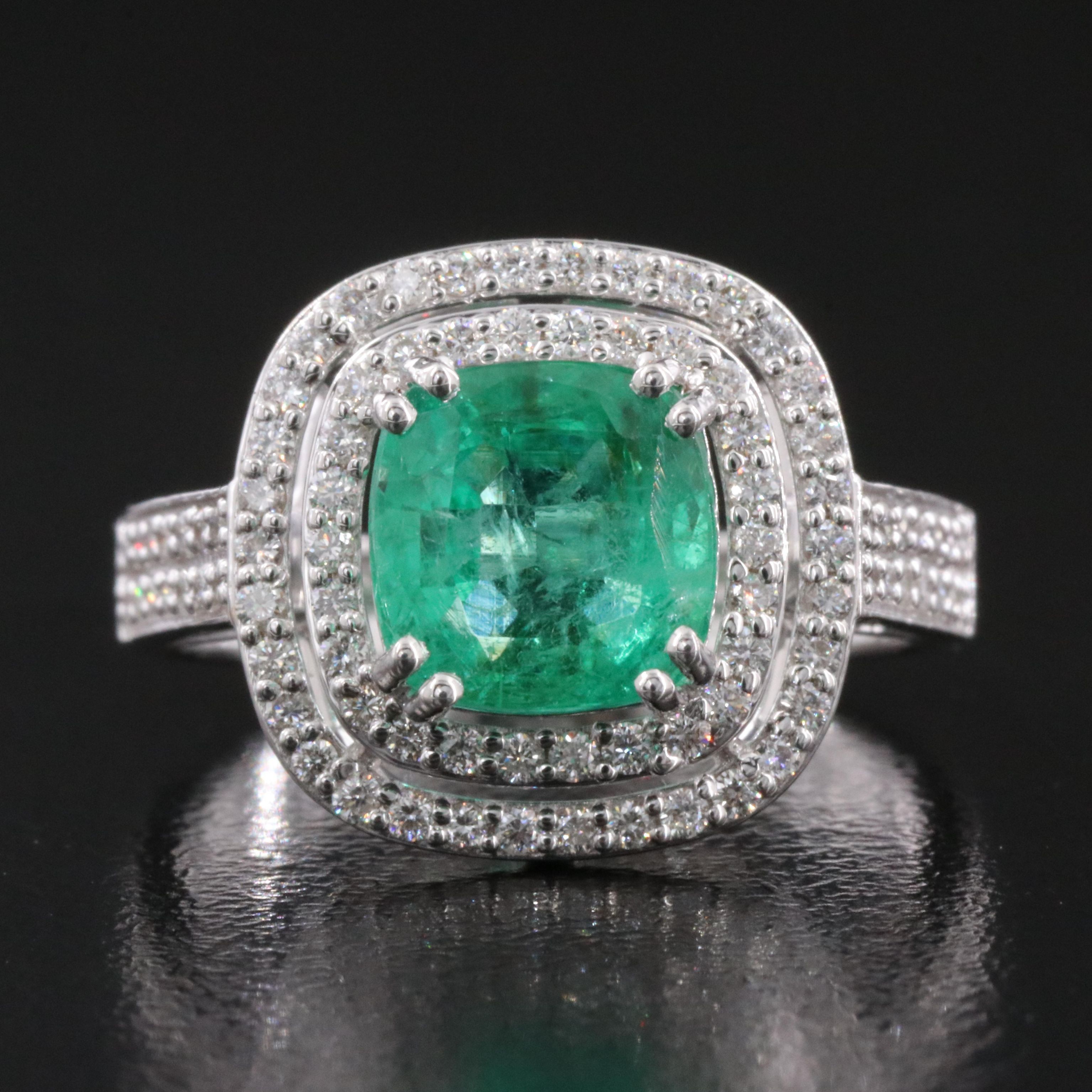 18K 2.13 CT Emerald and Diamond Ring