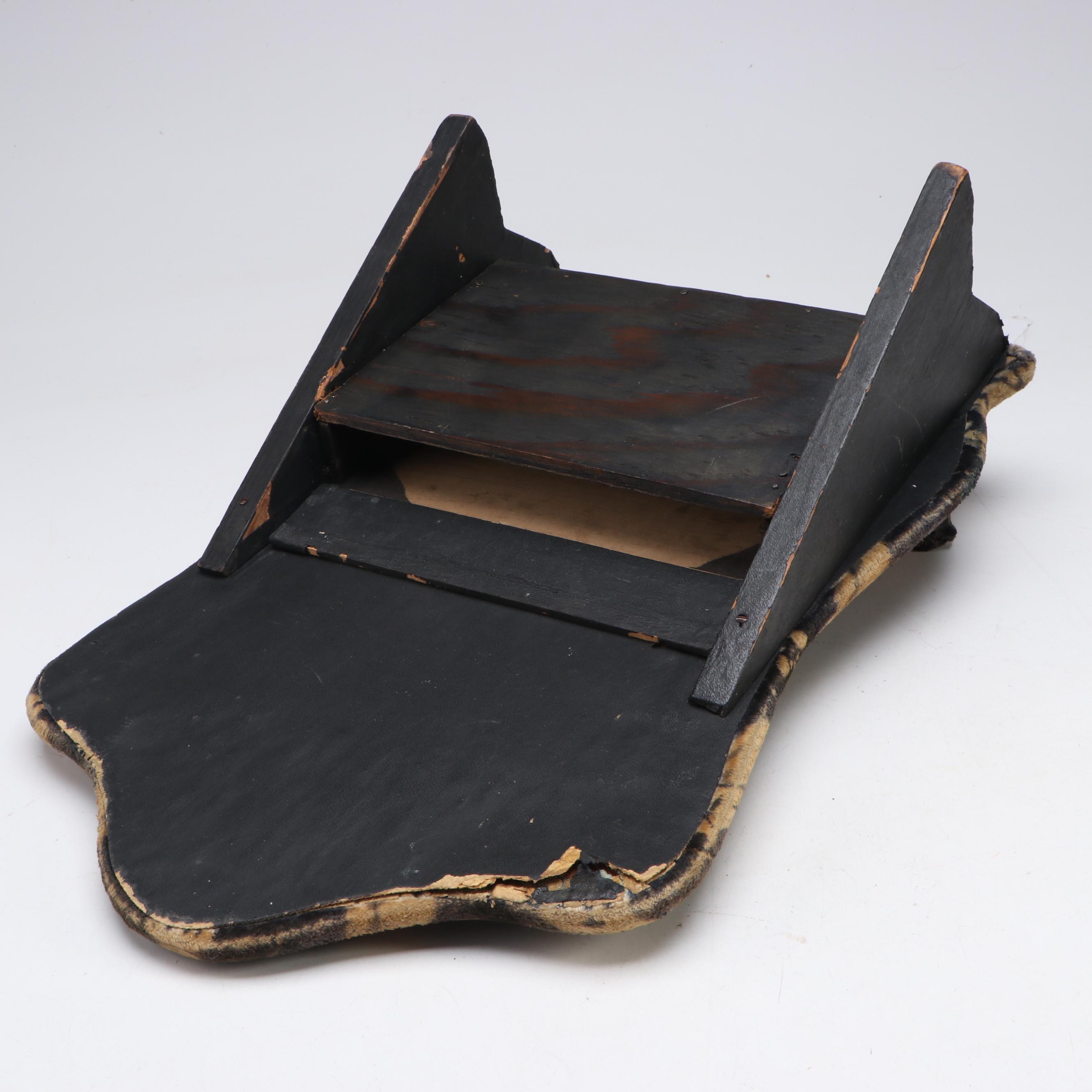 Victorian Patterned Fabric Vanity Mirror with Wooden Compartment