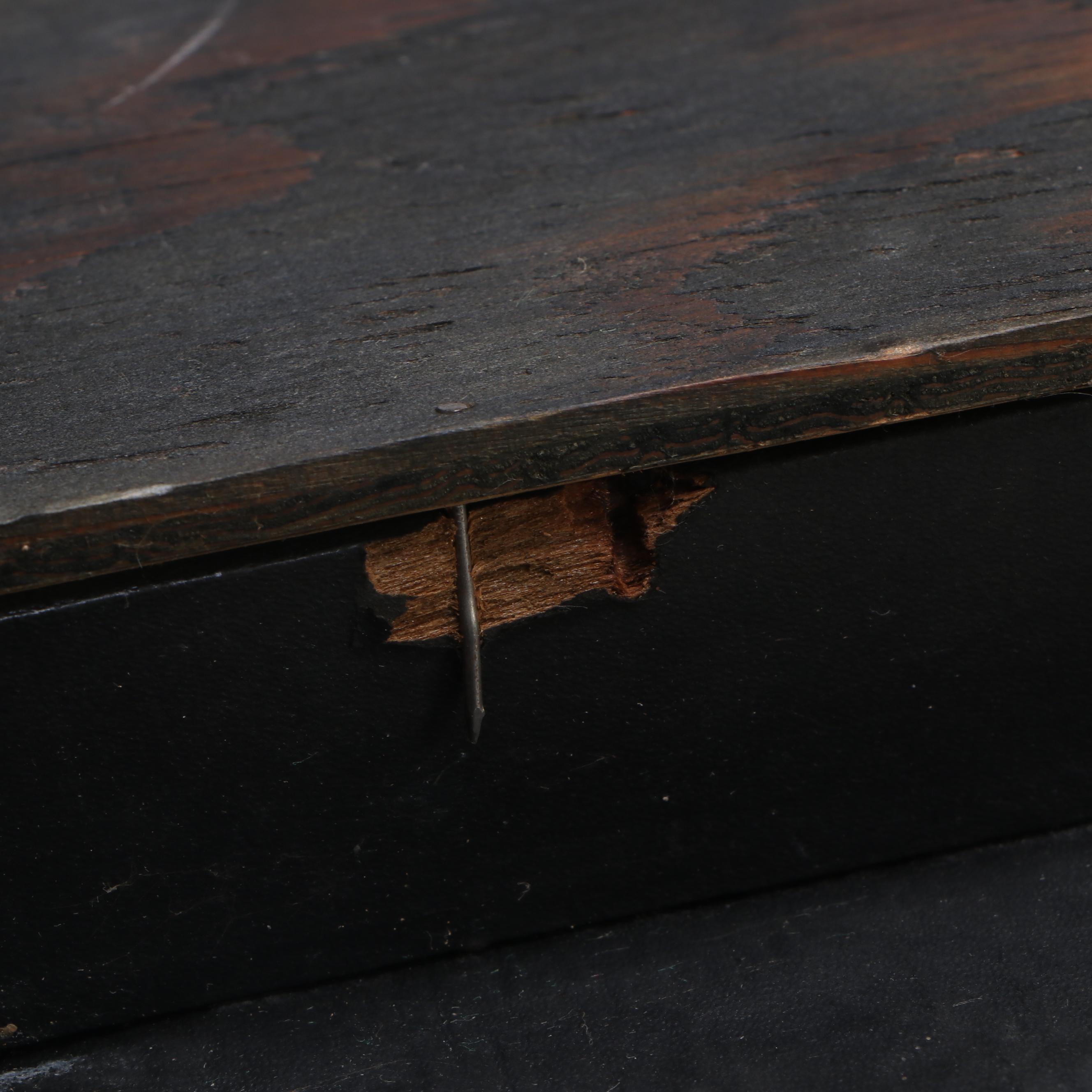 Victorian Patterned Fabric Vanity Mirror with Wooden Compartment