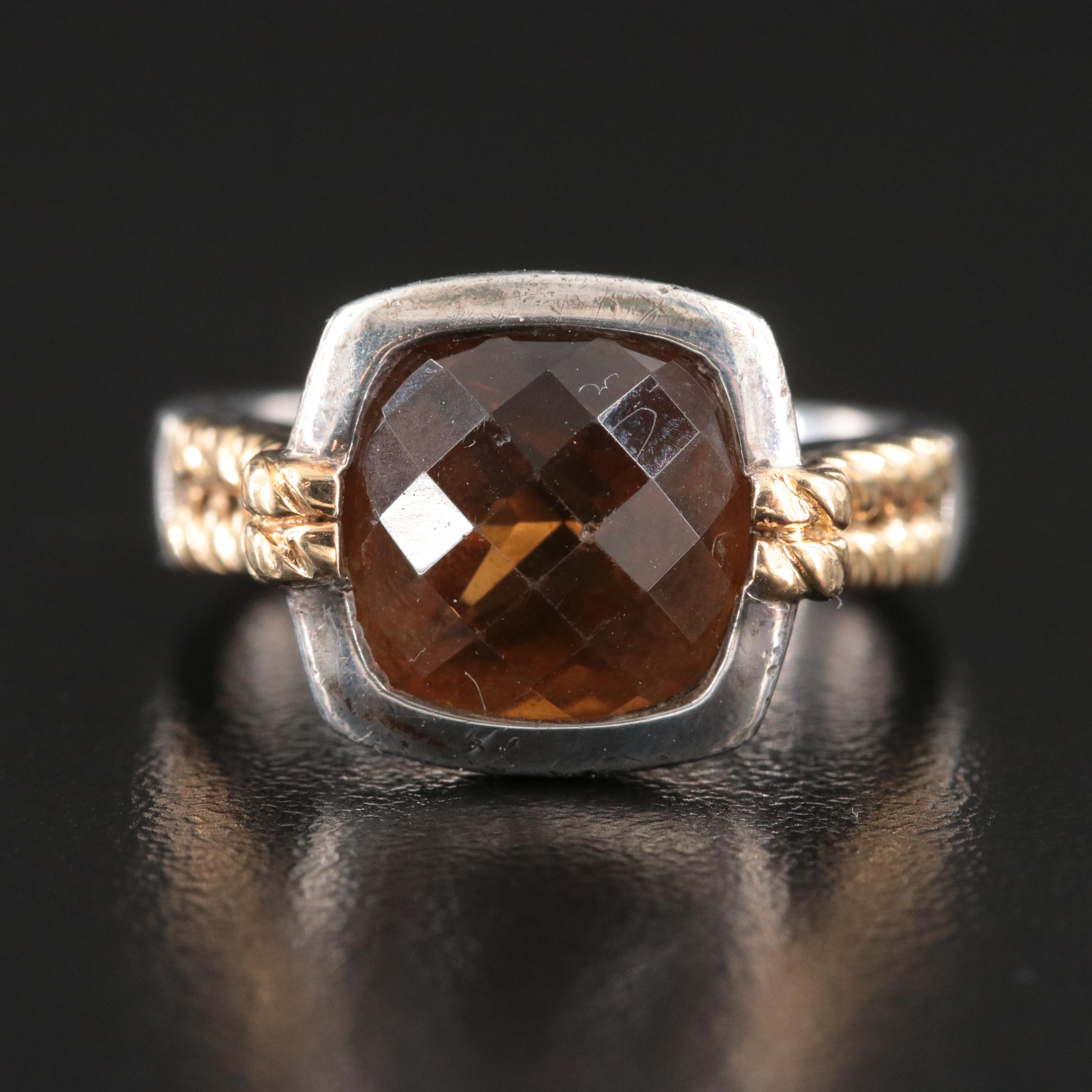 Lorenzo Sterling Smoky Quartz Ring with 18K Accent