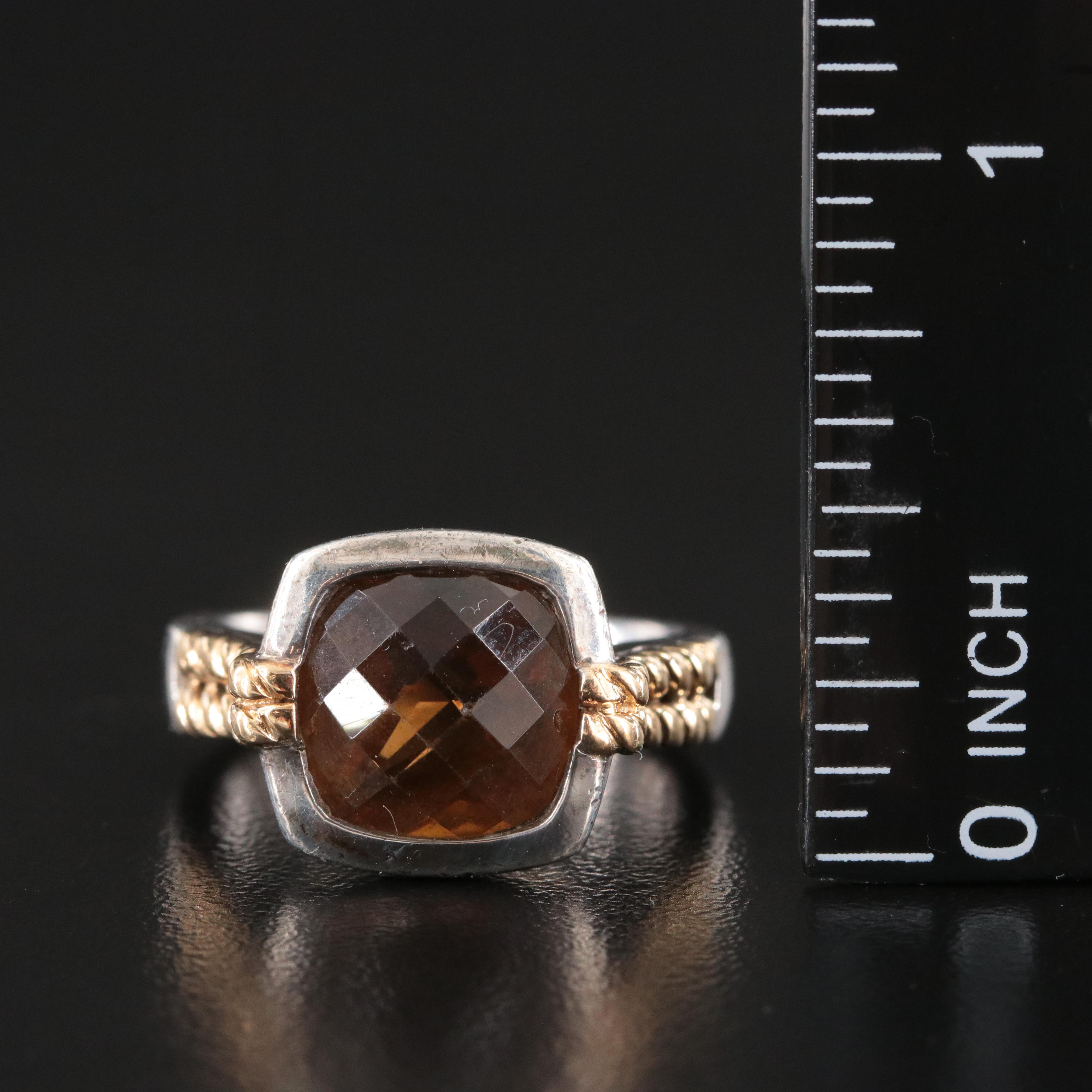 Lorenzo Sterling Smoky Quartz Ring with 18K Accent