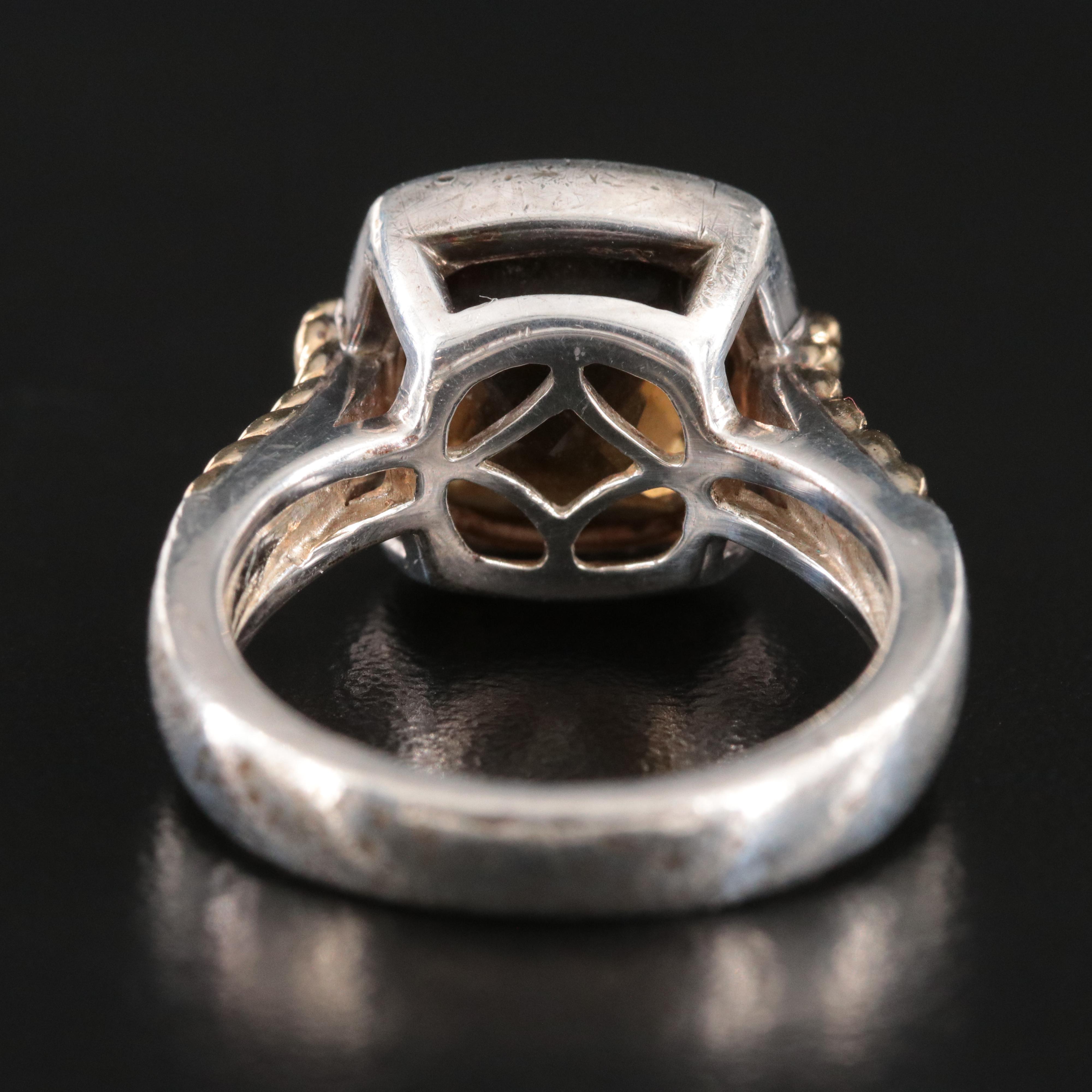 Lorenzo Sterling Smoky Quartz Ring with 18K Accent